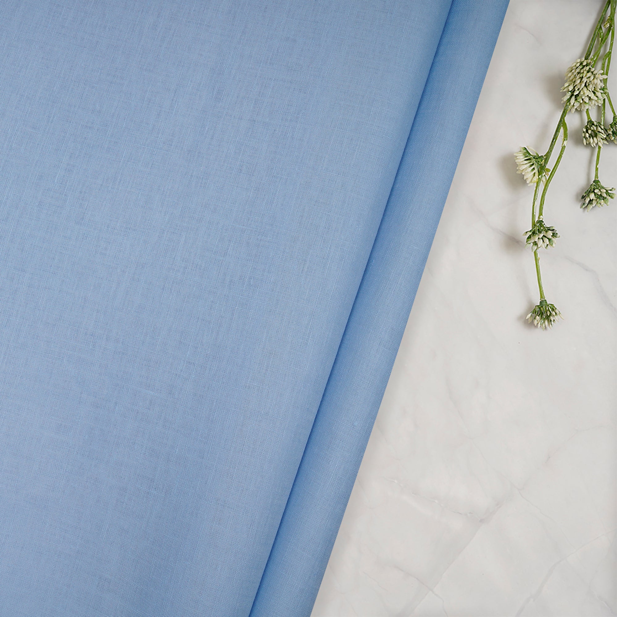 Blue Bell Dyed Pure Linen Fabric
