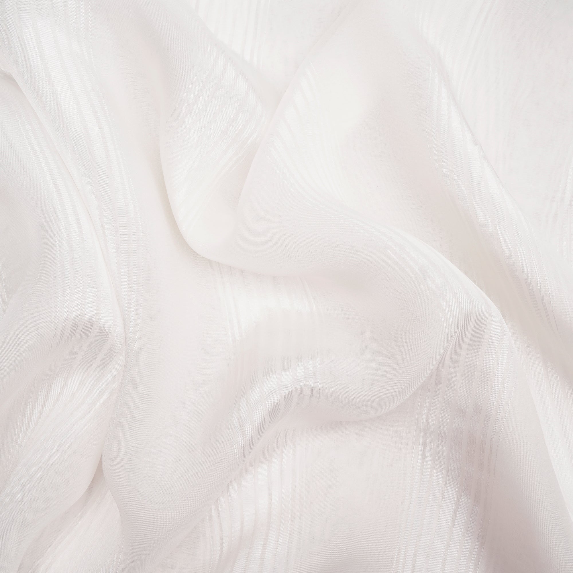White Dyeable Stripe Pattern Fancy Viscose Organza Fabric