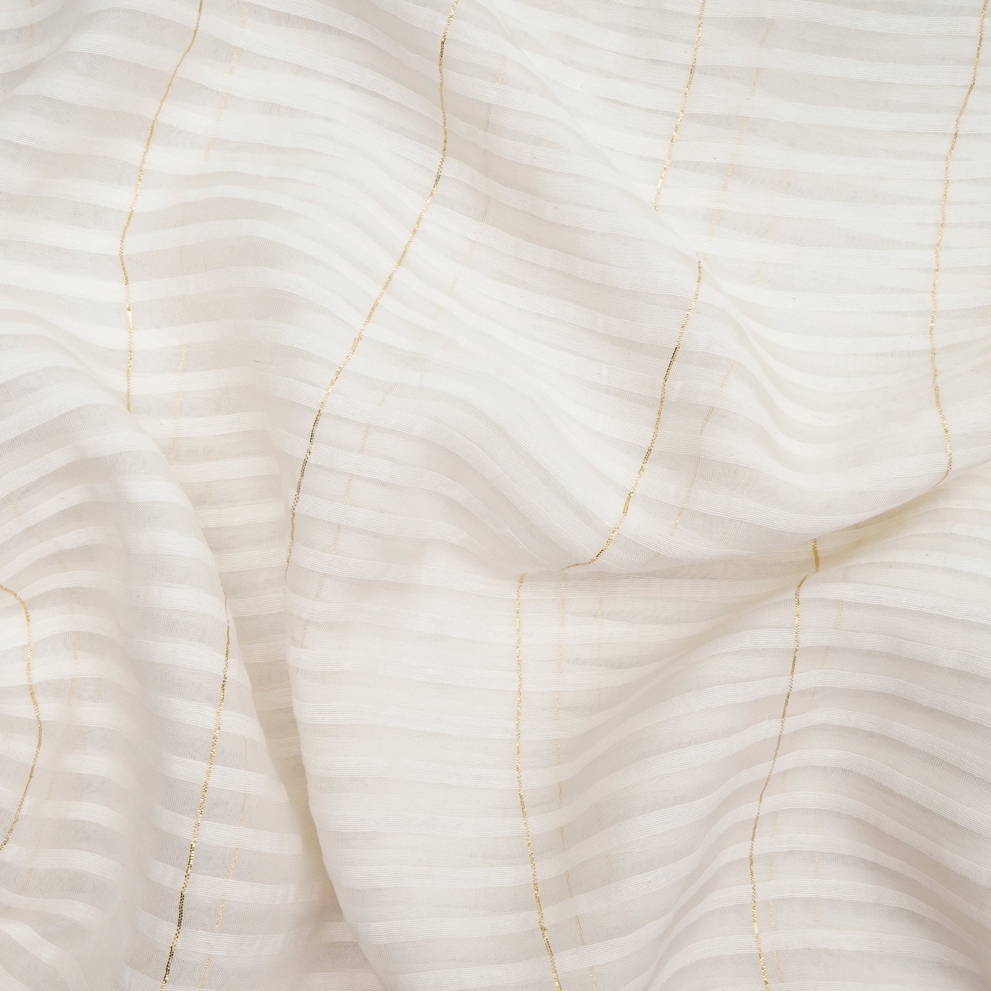 White Dyeable Stripe Pattern Fancy Viscose Organza Fabric