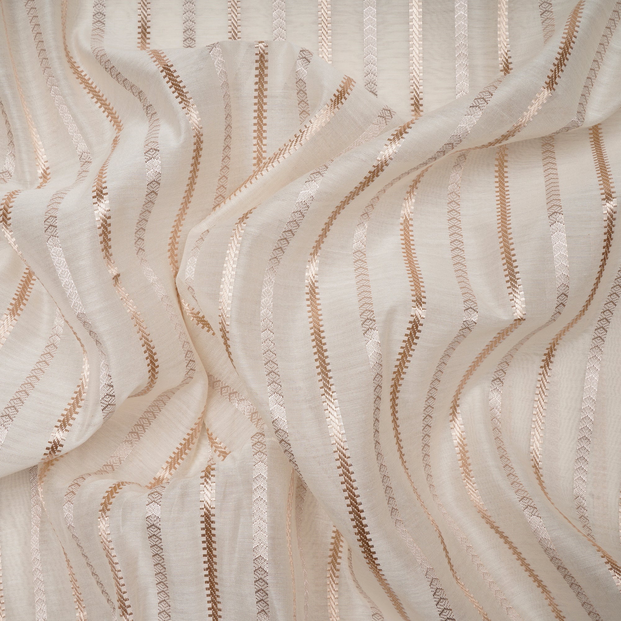 White Dyeable Stripe Pattern Fancy Chanderi Fabric