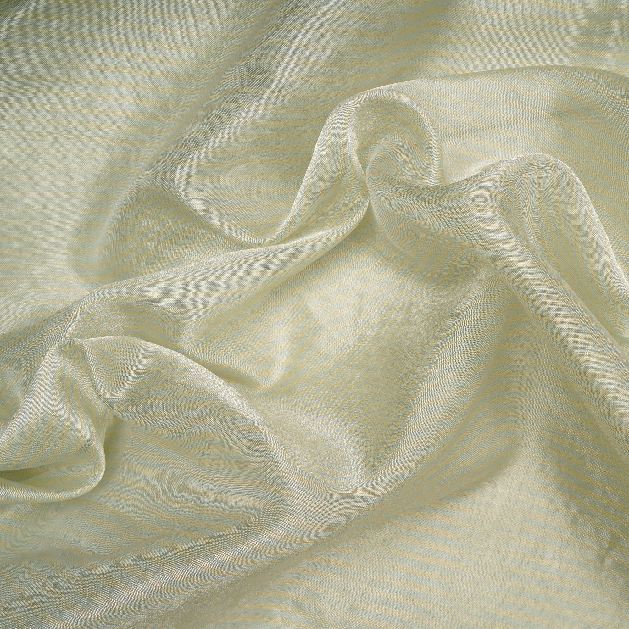 Mint Green-Gold Stripe Pattern Pure Fancy Tissue Fabric