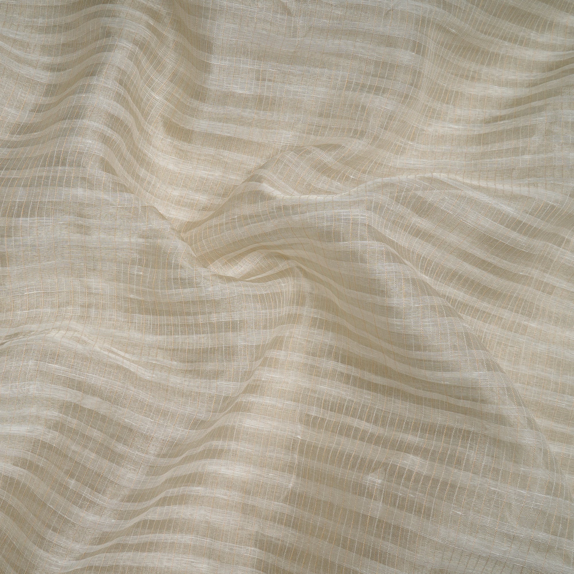 Off-White Dyeable Stripe Pattern Handwoven Fancy Banarasi Fabrics