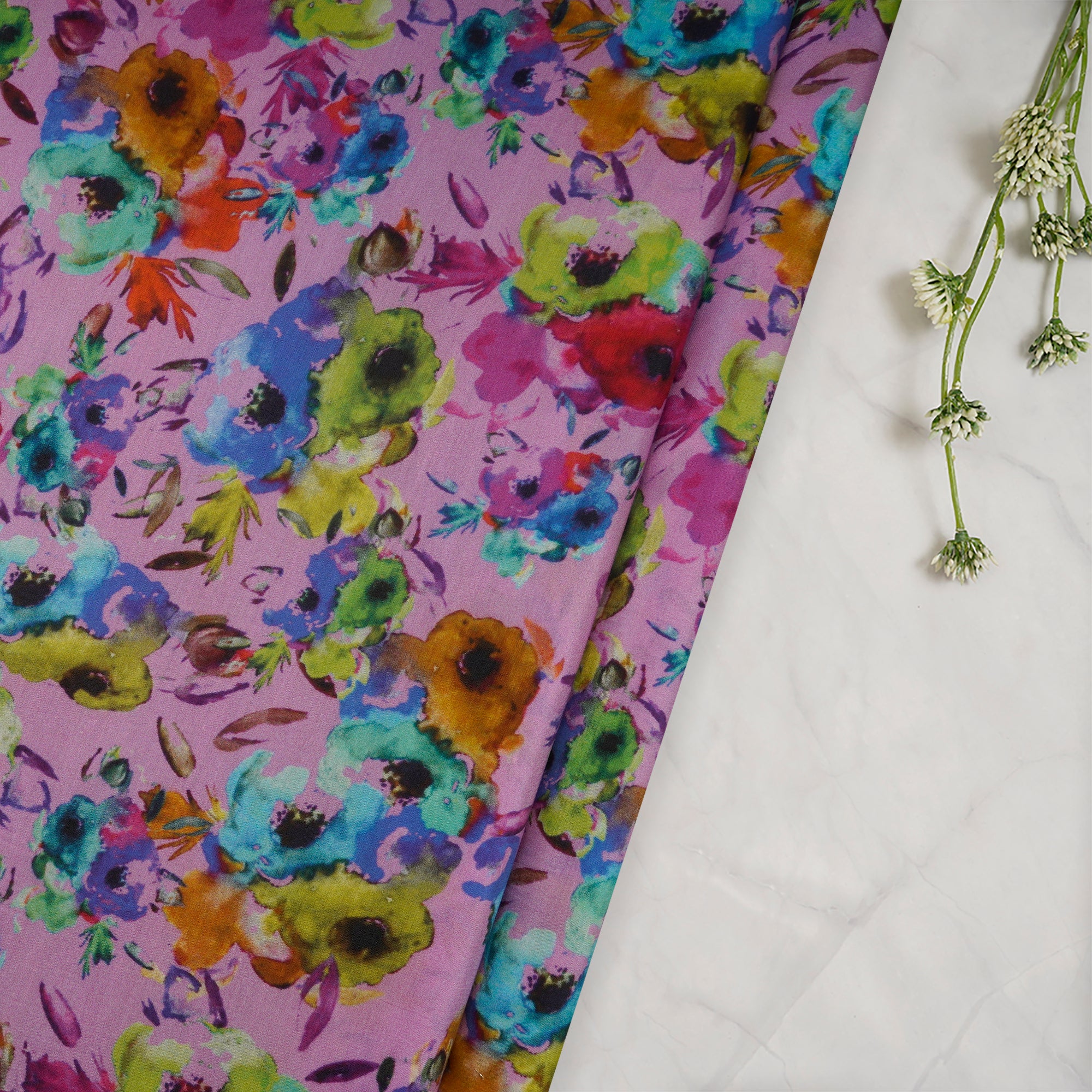 Multi Color Digital Printed Cotton Silk Fabric