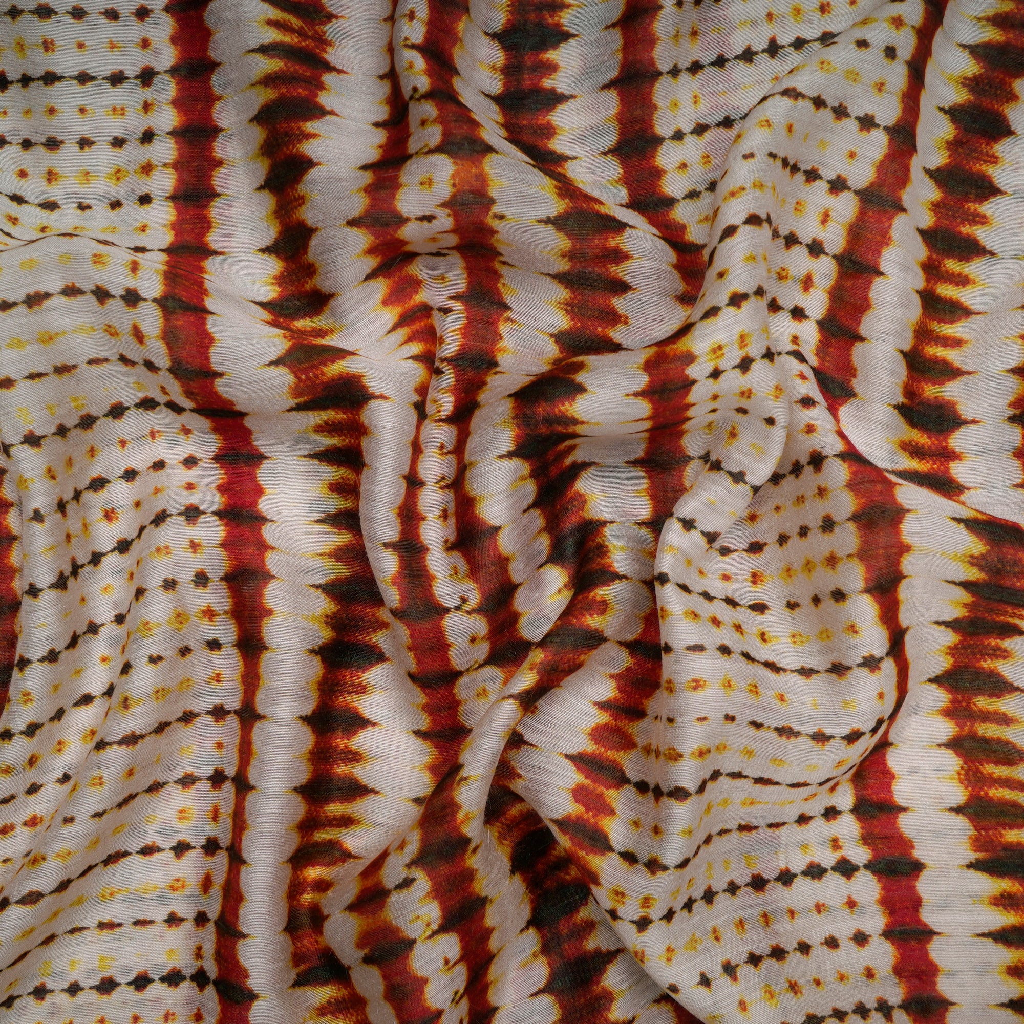 Multi Color Tie-Dye Pattern Digital Print Muga Silk Fabric