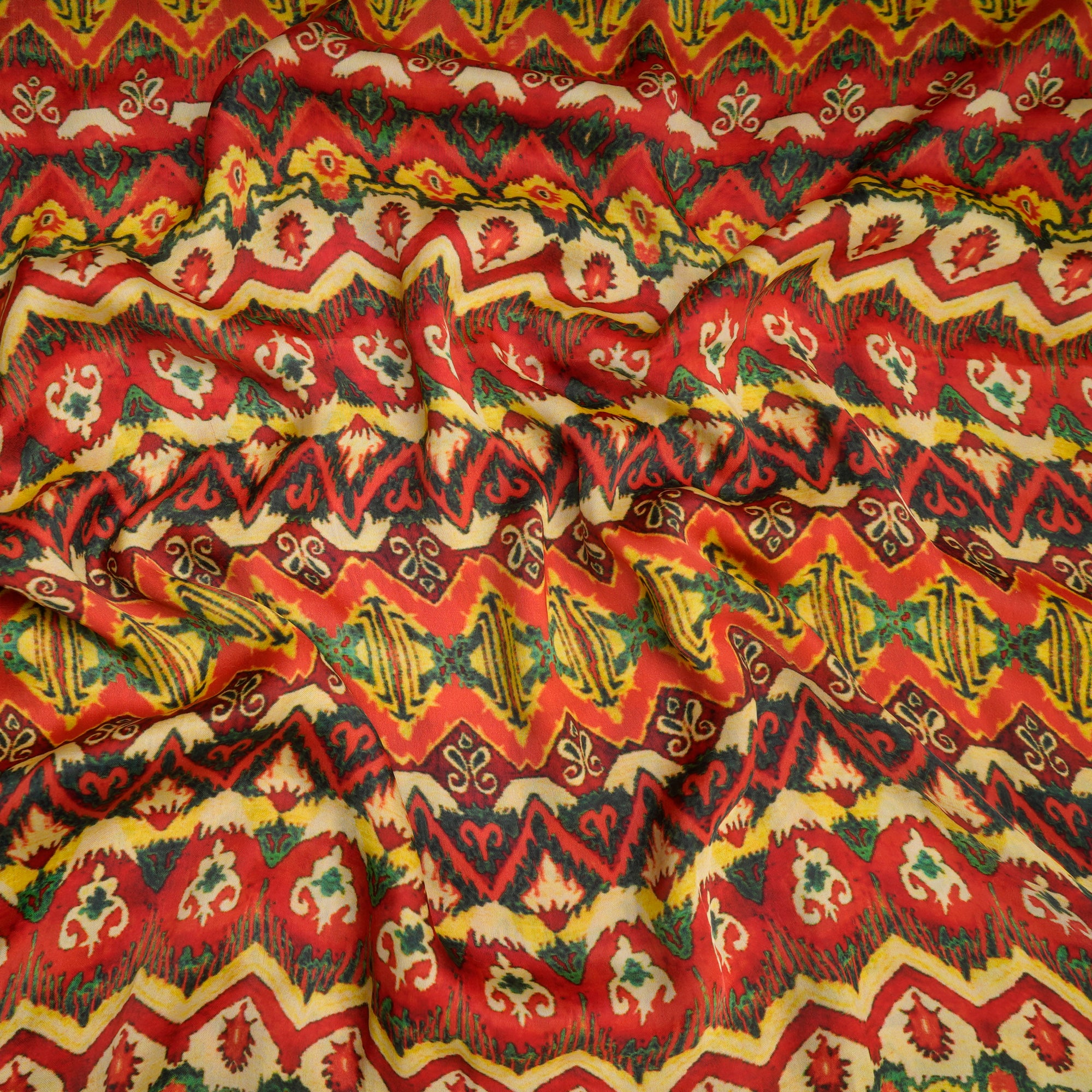 Multi Color Printed Satin Chiffon Fabric