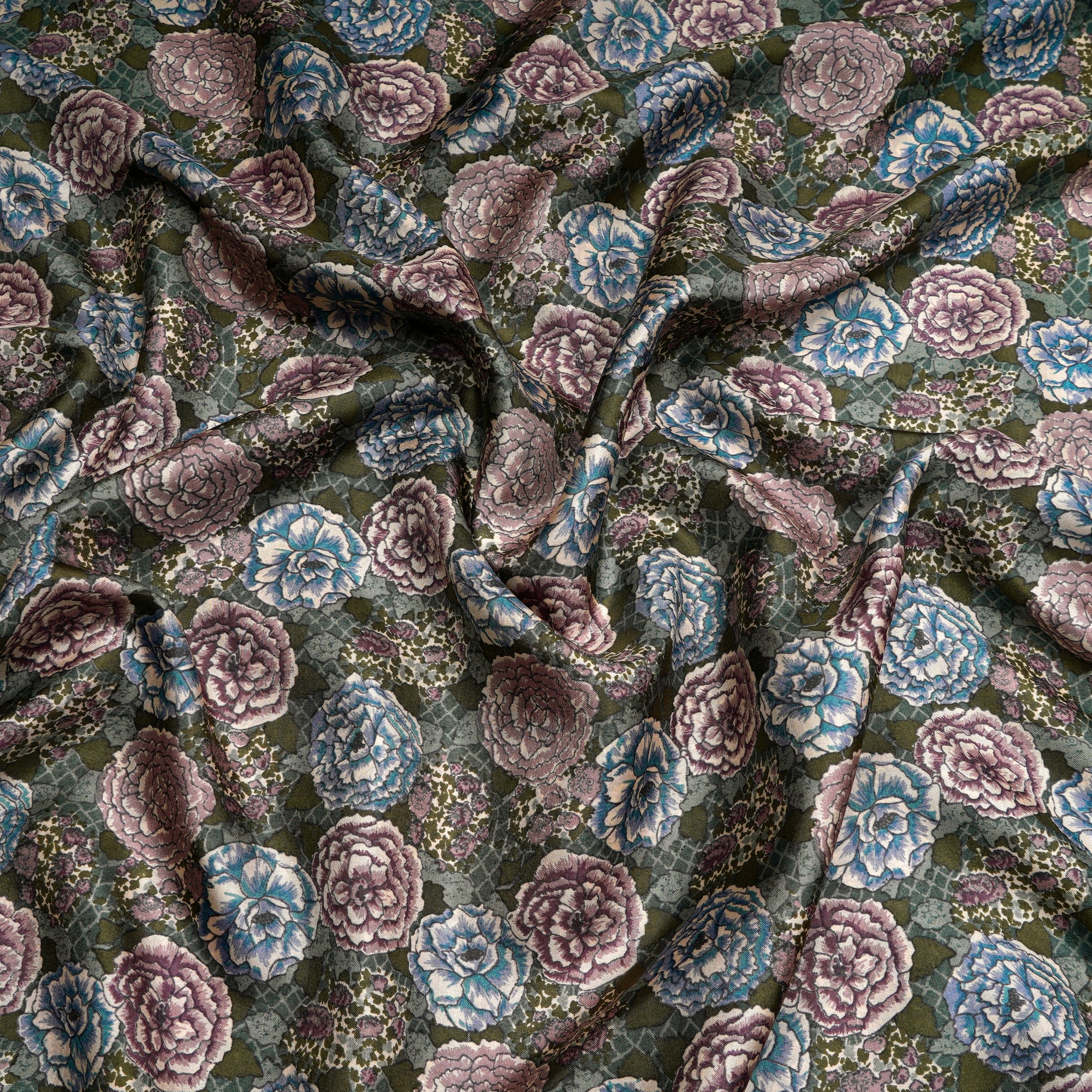 Multi Color All Over Pattern Screen Print Silk Fabric