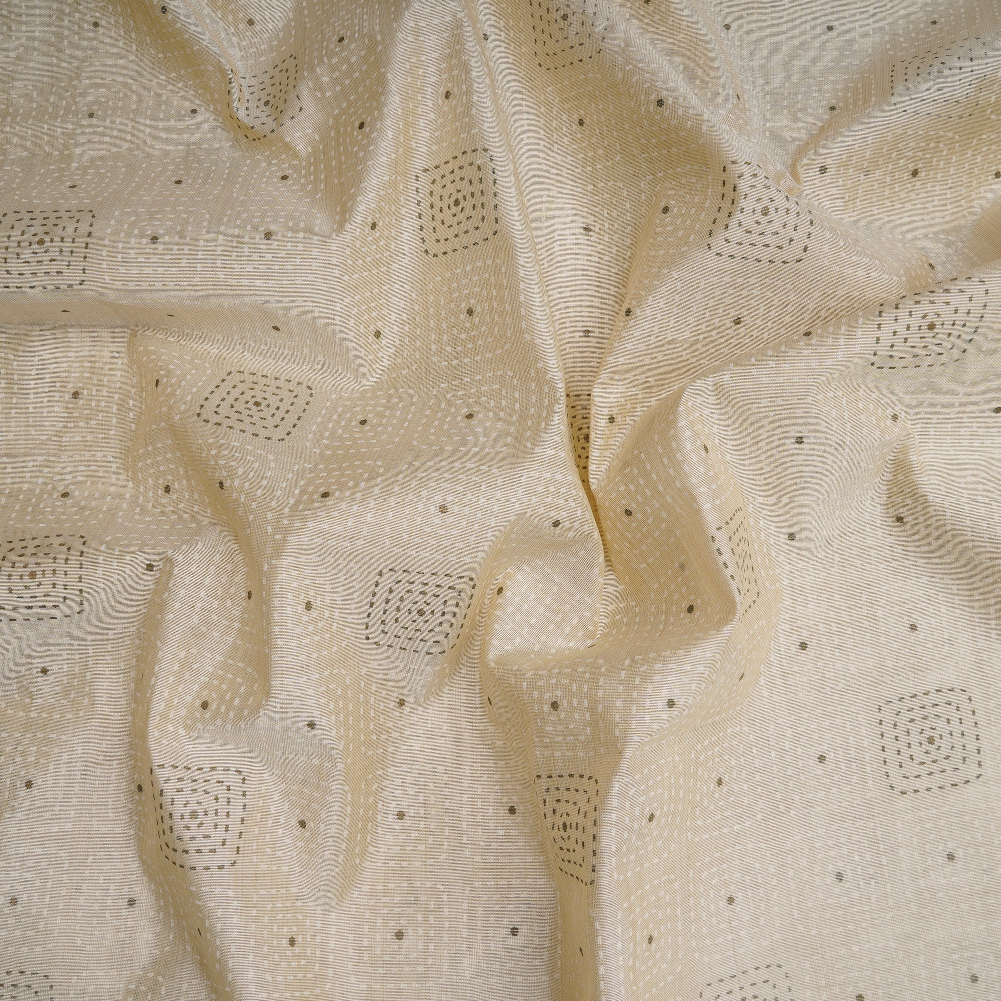 Beige Color Printed Poly Viscose Fabric