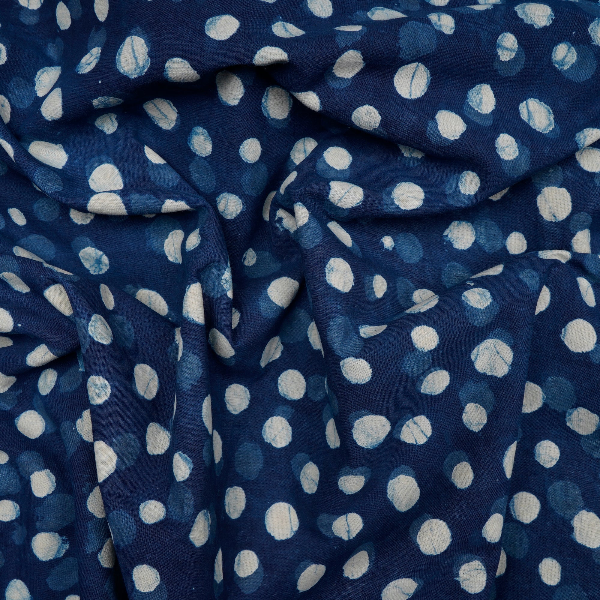Blue Hand Block Bagru Natural Dye Indigo Printed Cotton Fabric