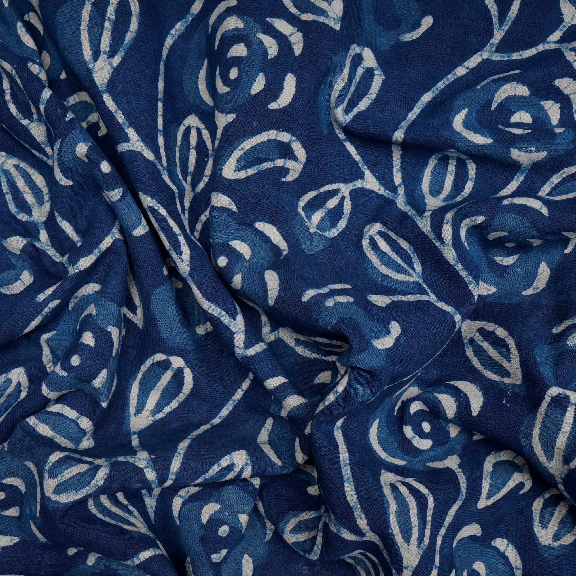 Blue Hand Block Bagru Natural Dye Indigo Printed Cotton Fabric