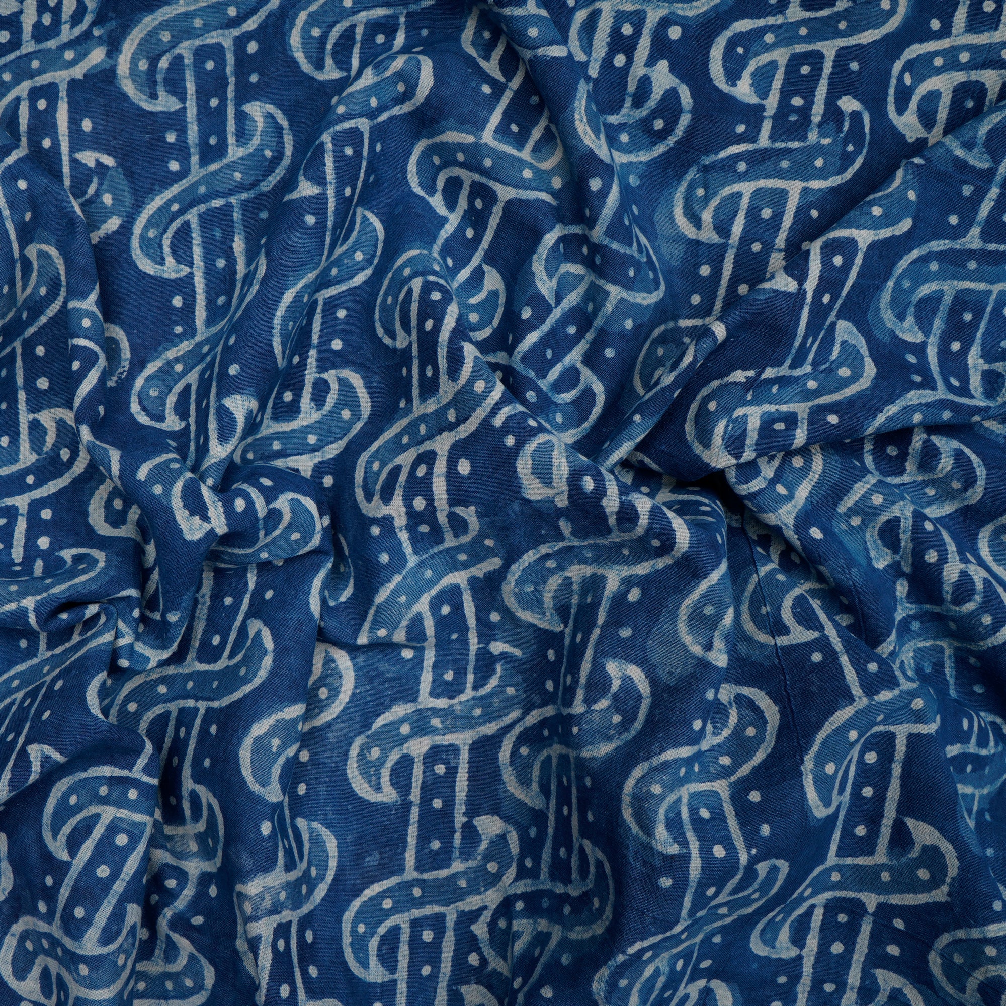 Blue Hand Block Bagru Natural Dye Indigo Printed Cotton Fabric