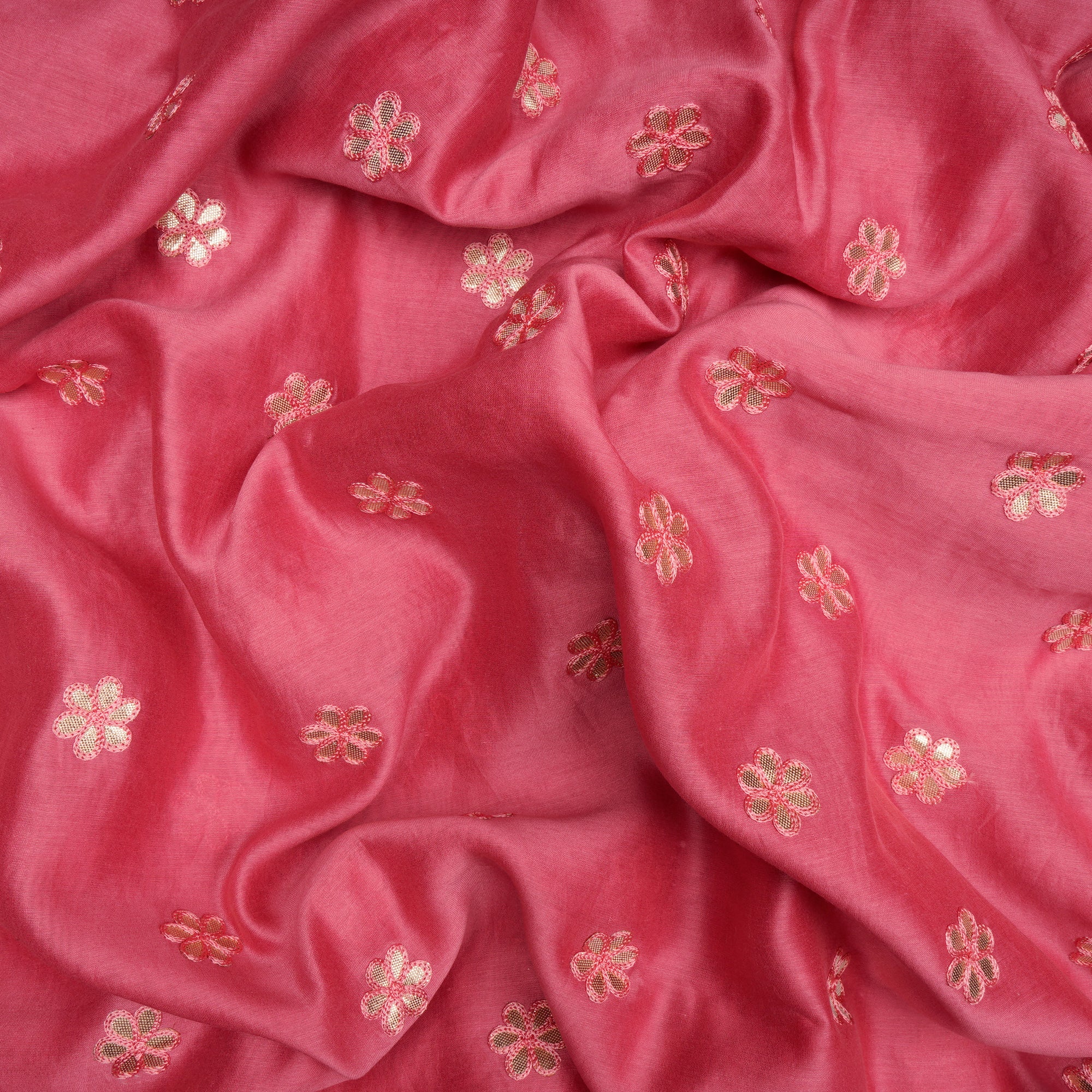 Rapture Rose Floral Pattern Embroidered Chanderi Fabric