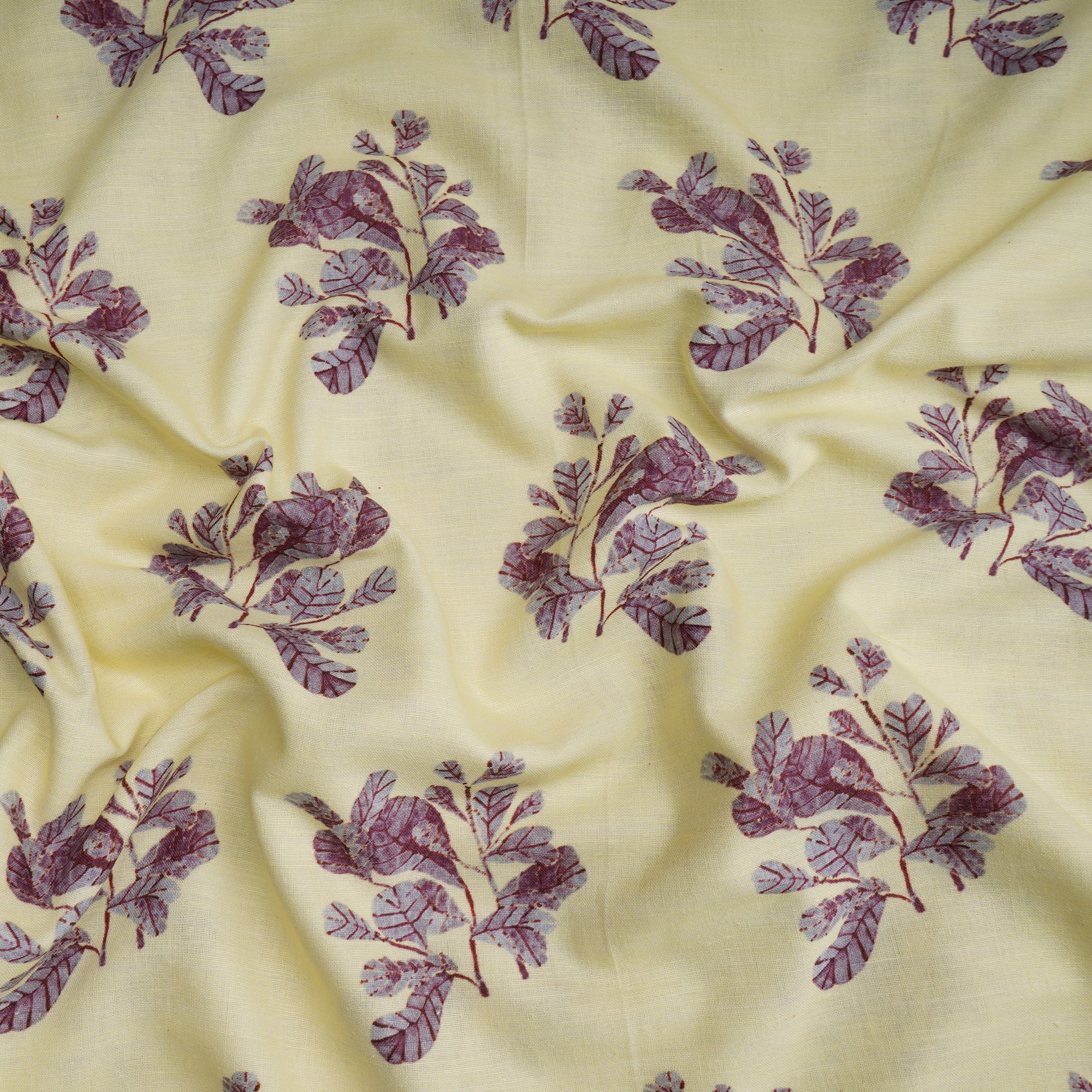 Yellow Color Digital Printed Cotton Muslin Fabric