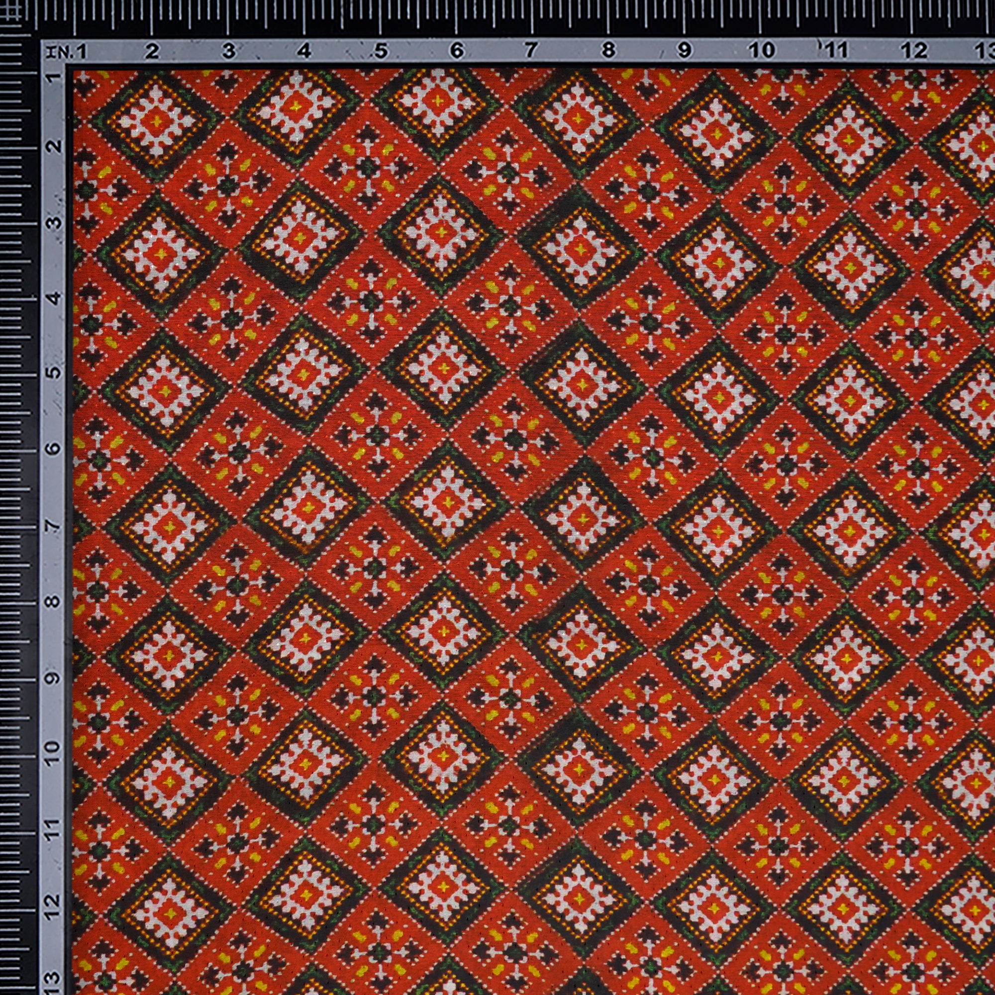 Fire Whirl Patola Pattern Digital Print Silk Fabric