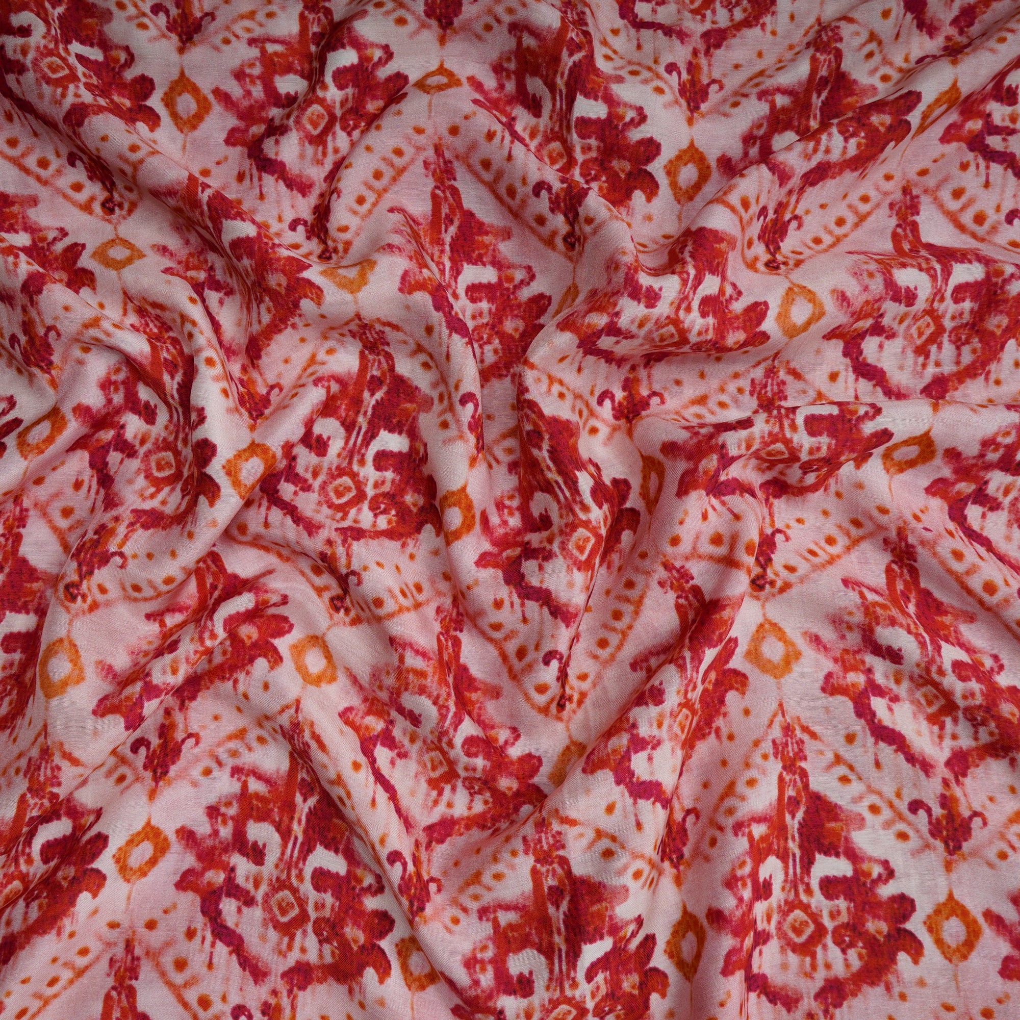 Red-Light Pink Color Digital Printed Bemberg Modal Fabric