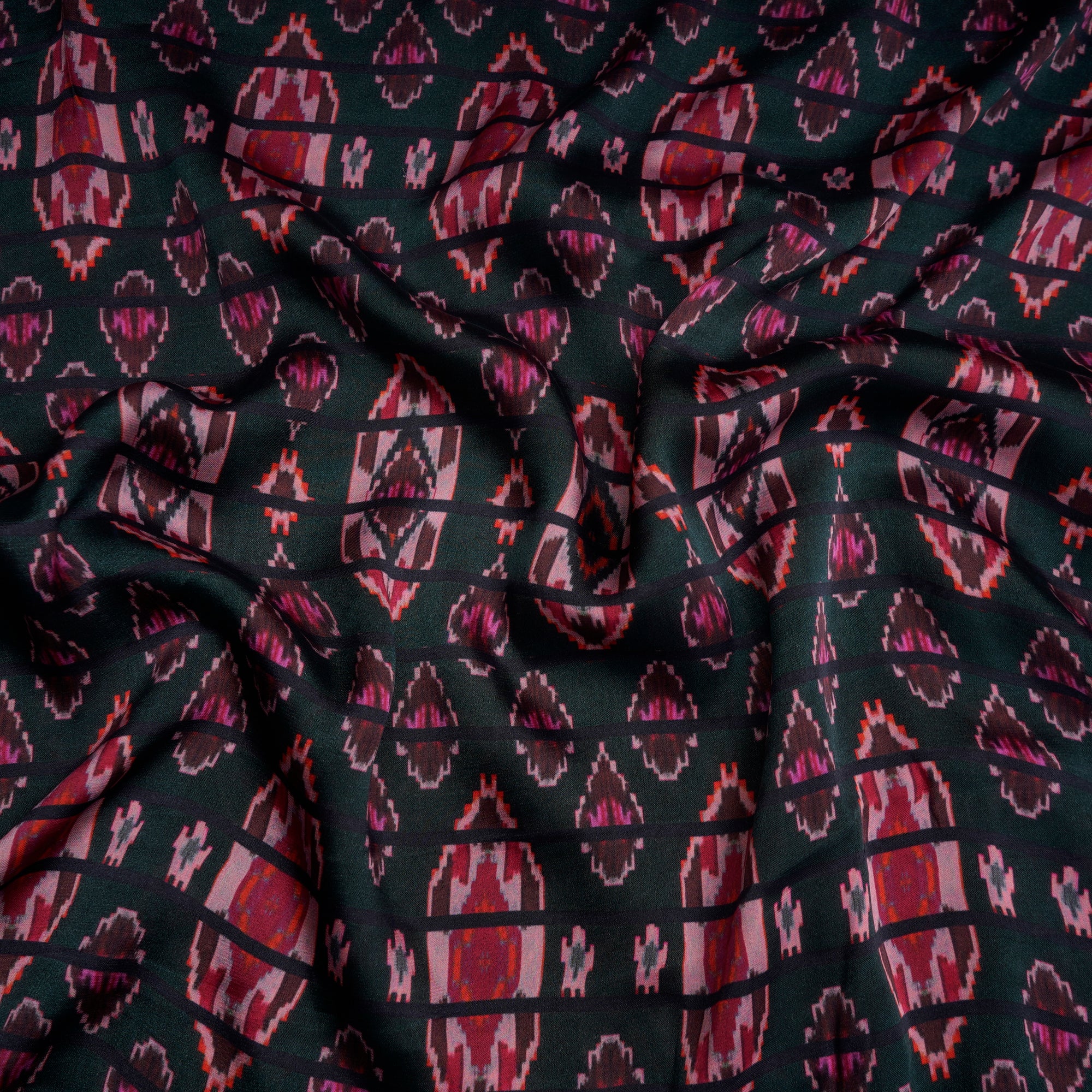 Black Color Digital Printed Bemberg Satin Fabric