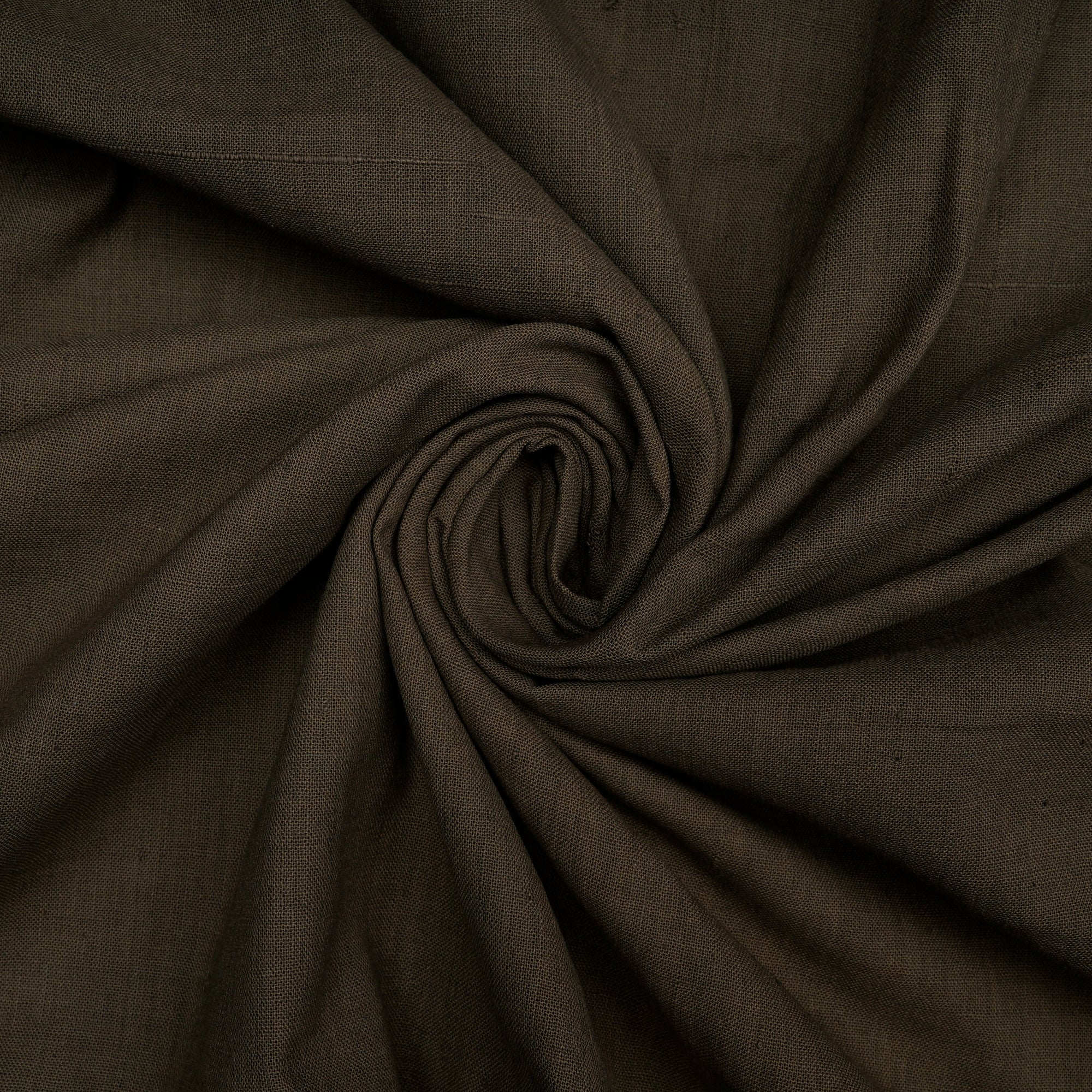 Dark Olive 40's Count Piece Dyed Handspun Handwoven Cotton Fabric