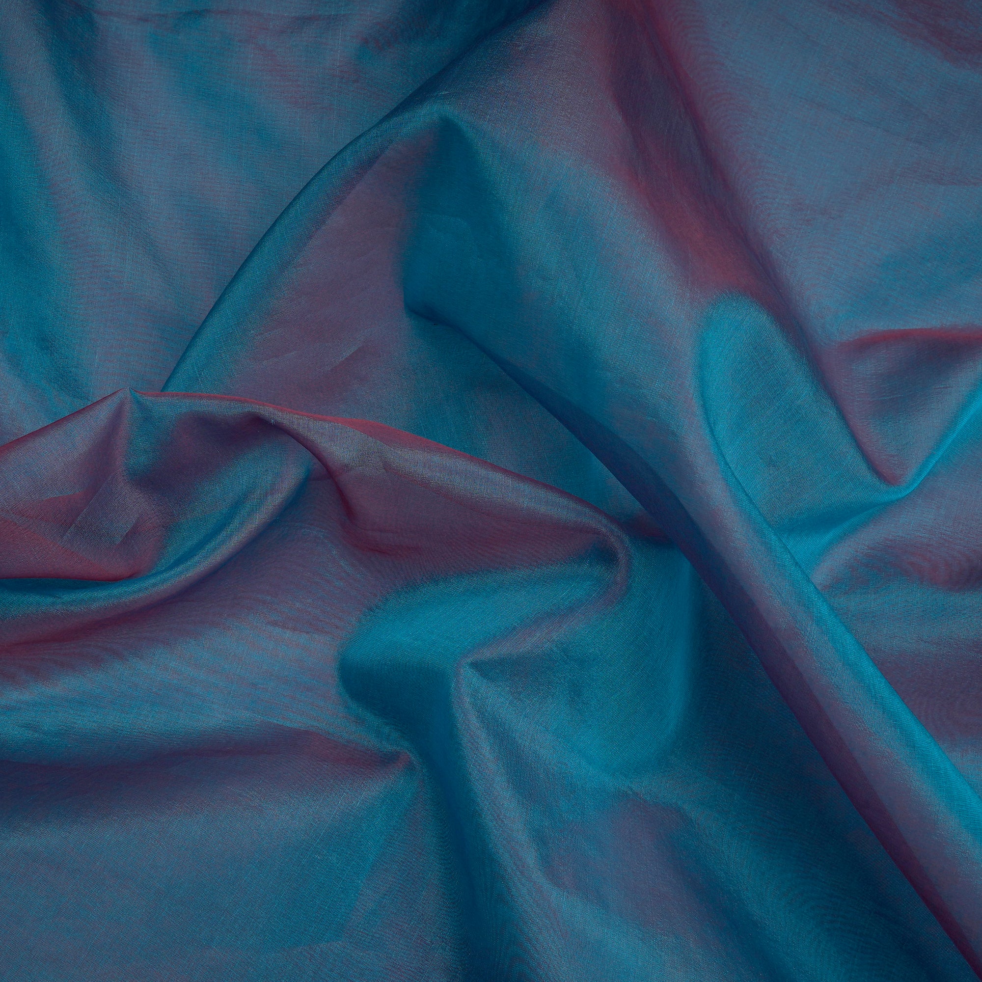 Blue-Red Pure Dual Tone Organza Silk Fabric