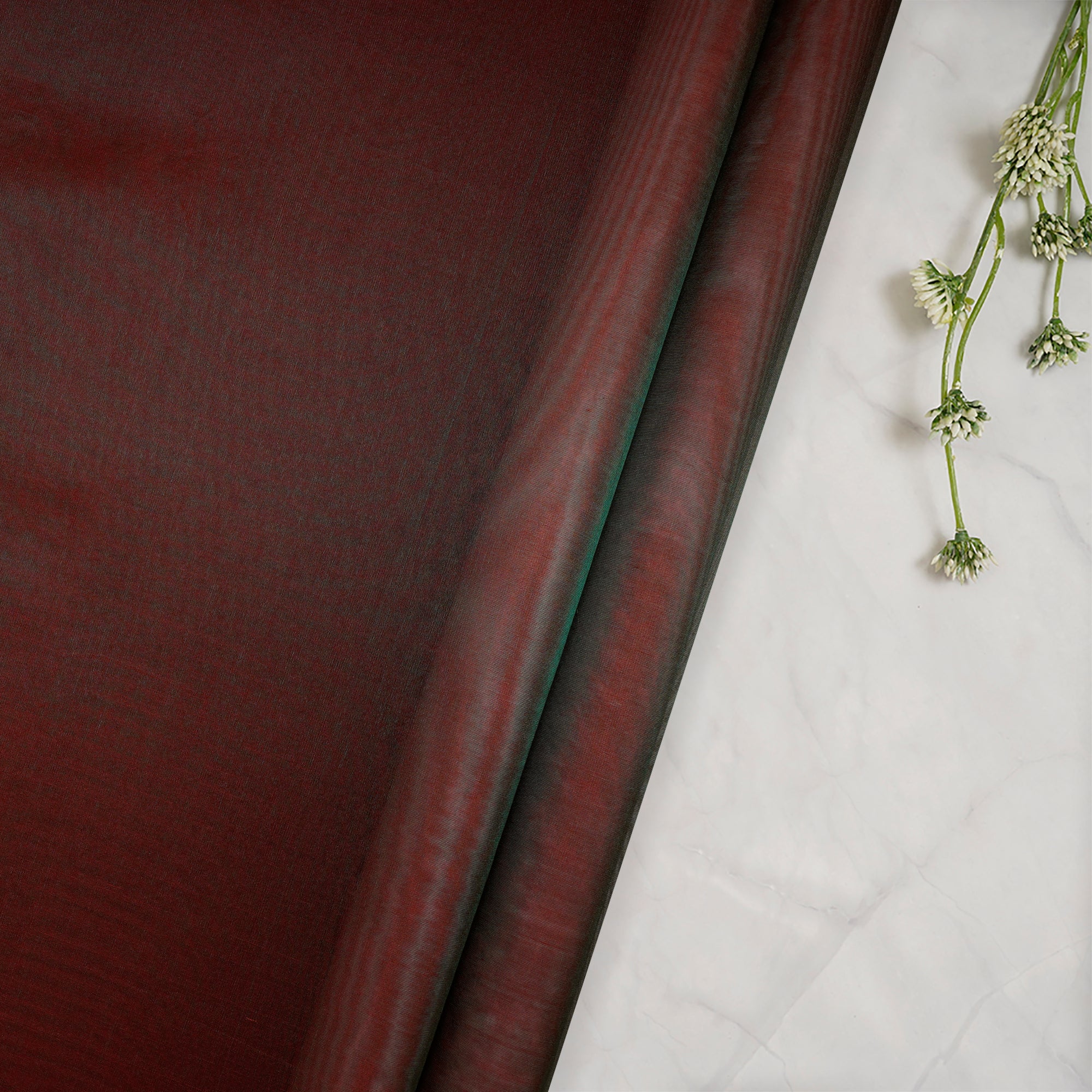 Red-Green Pure Dual Tone Organza Silk Fabric