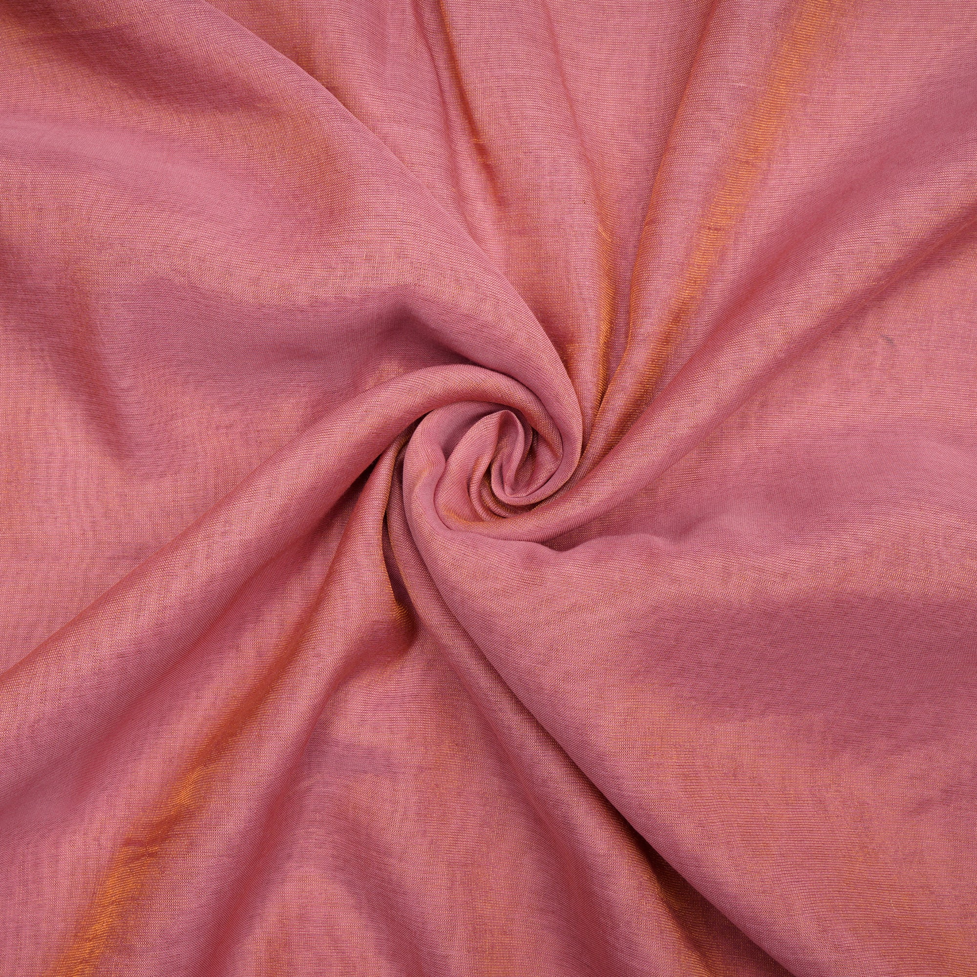 Pink-Gold Piece Dyed Pure Tissue Chanderi Fabric
