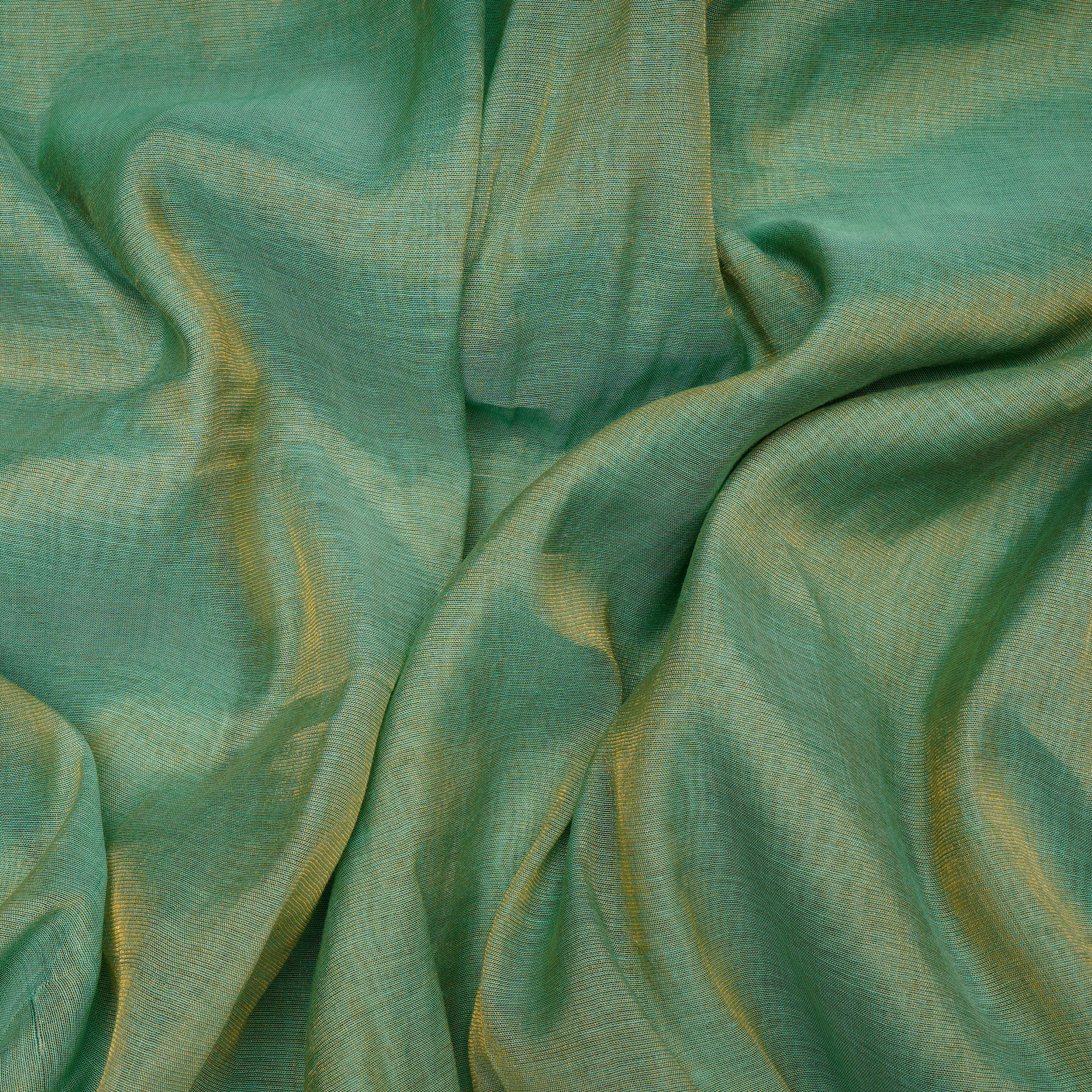 Green-Gold Piece Dyed Pure Tissue Chanderi Fabric