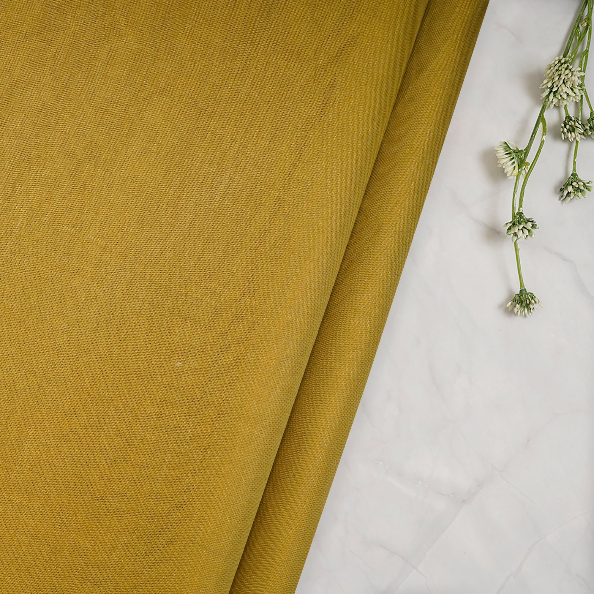Yellow-Gold Piece Dyed Pure Tissue Chanderi Fabric