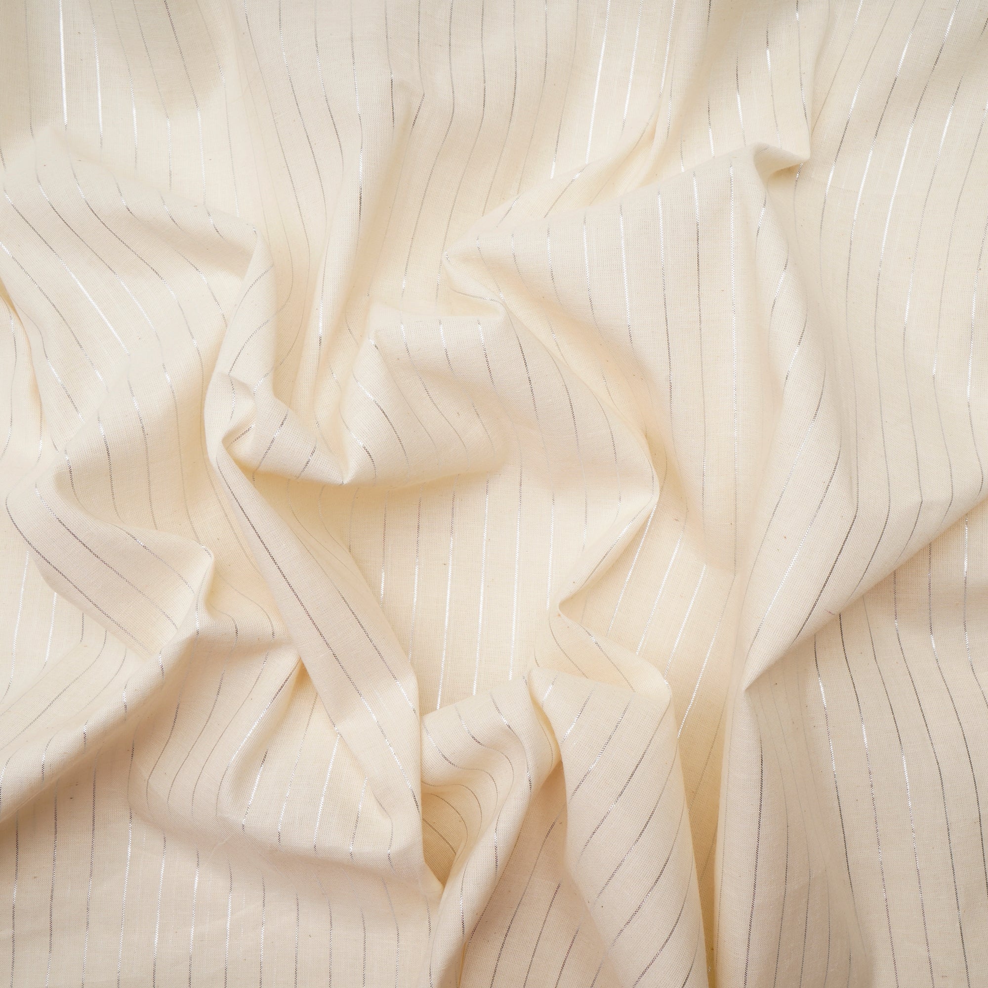 White-Silver Dyeable Plain Cotton Fabric With Lurex Striped Fabric