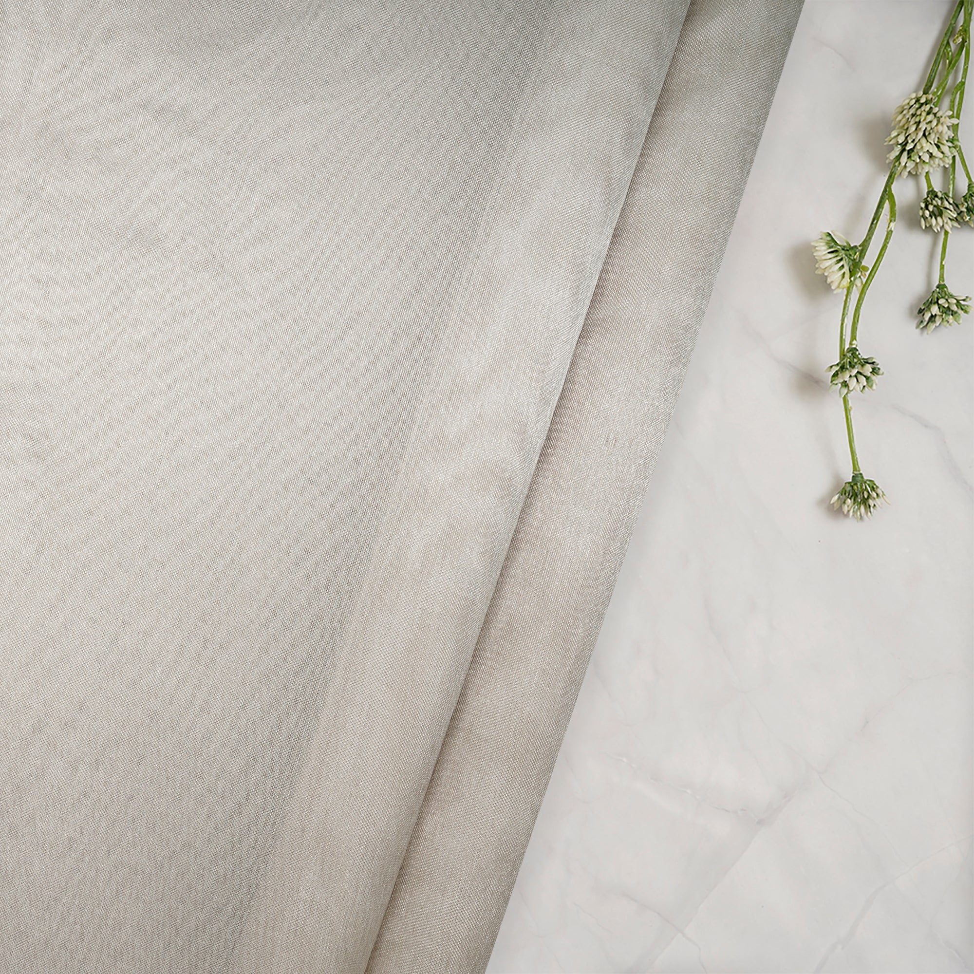 Silver Plain Dyeable Heavy Pure Tissue Fabric