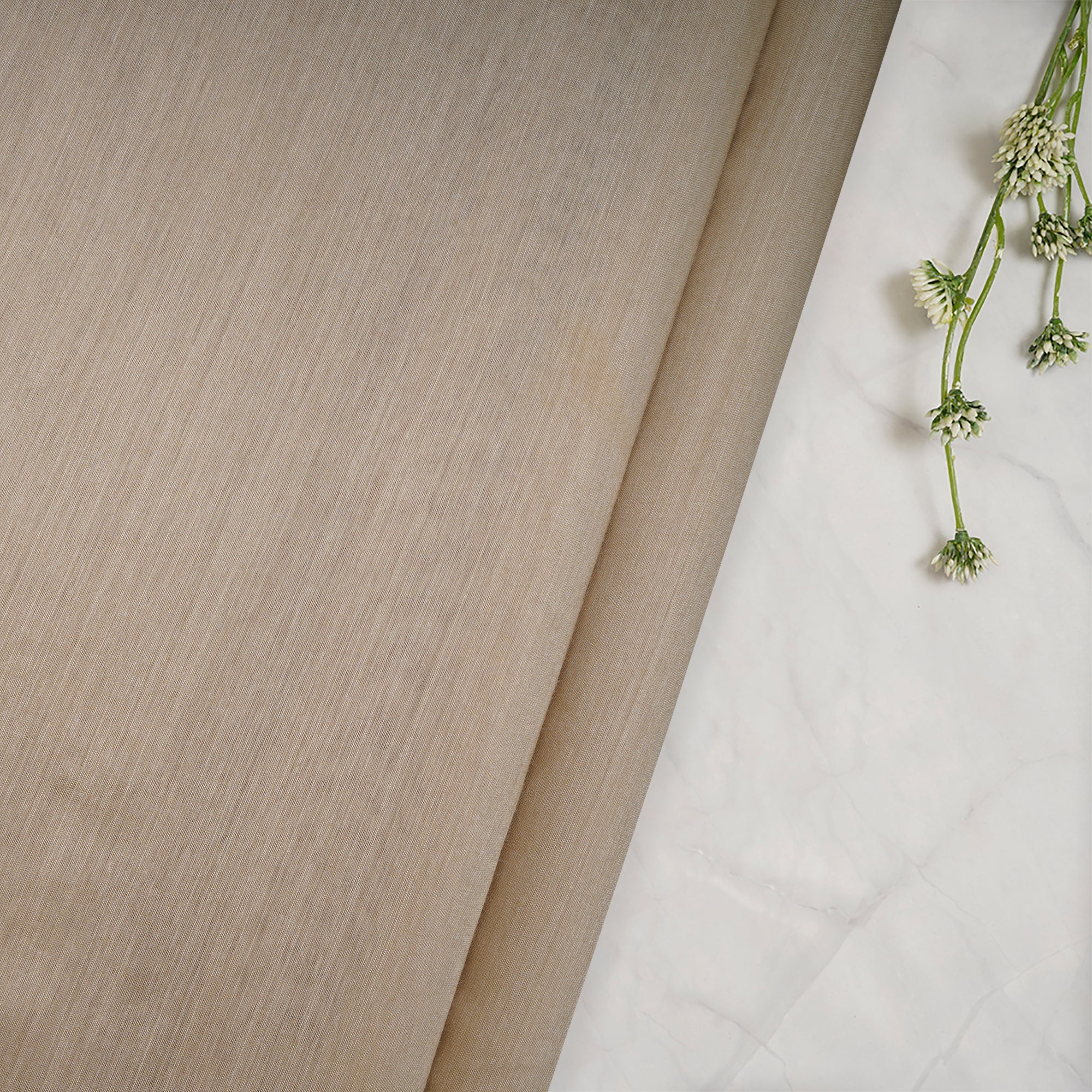Natural Beige Dyeable Handwoven Muga Kora Silk Fabric