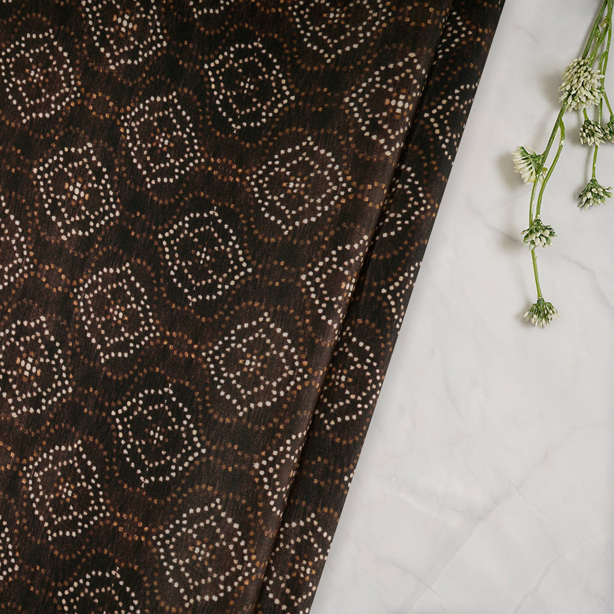 Brown-Black Color Digital Printed Bemberg Crepe Fabric