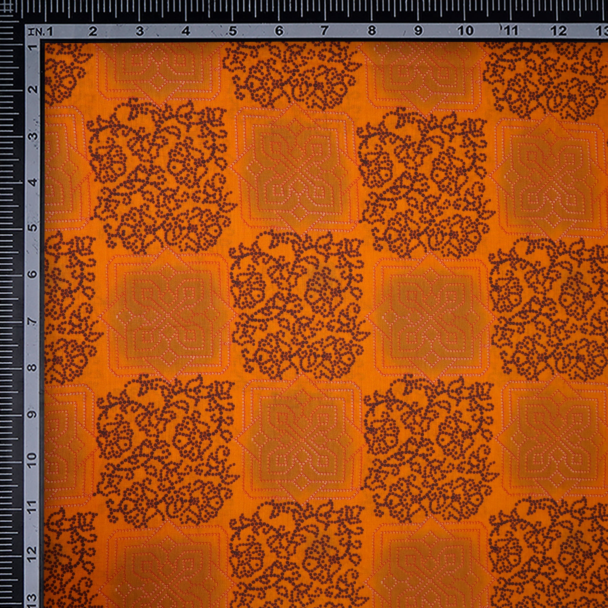 Mustard Bandhani Pattern Digital Print Voile Cotton Fabric