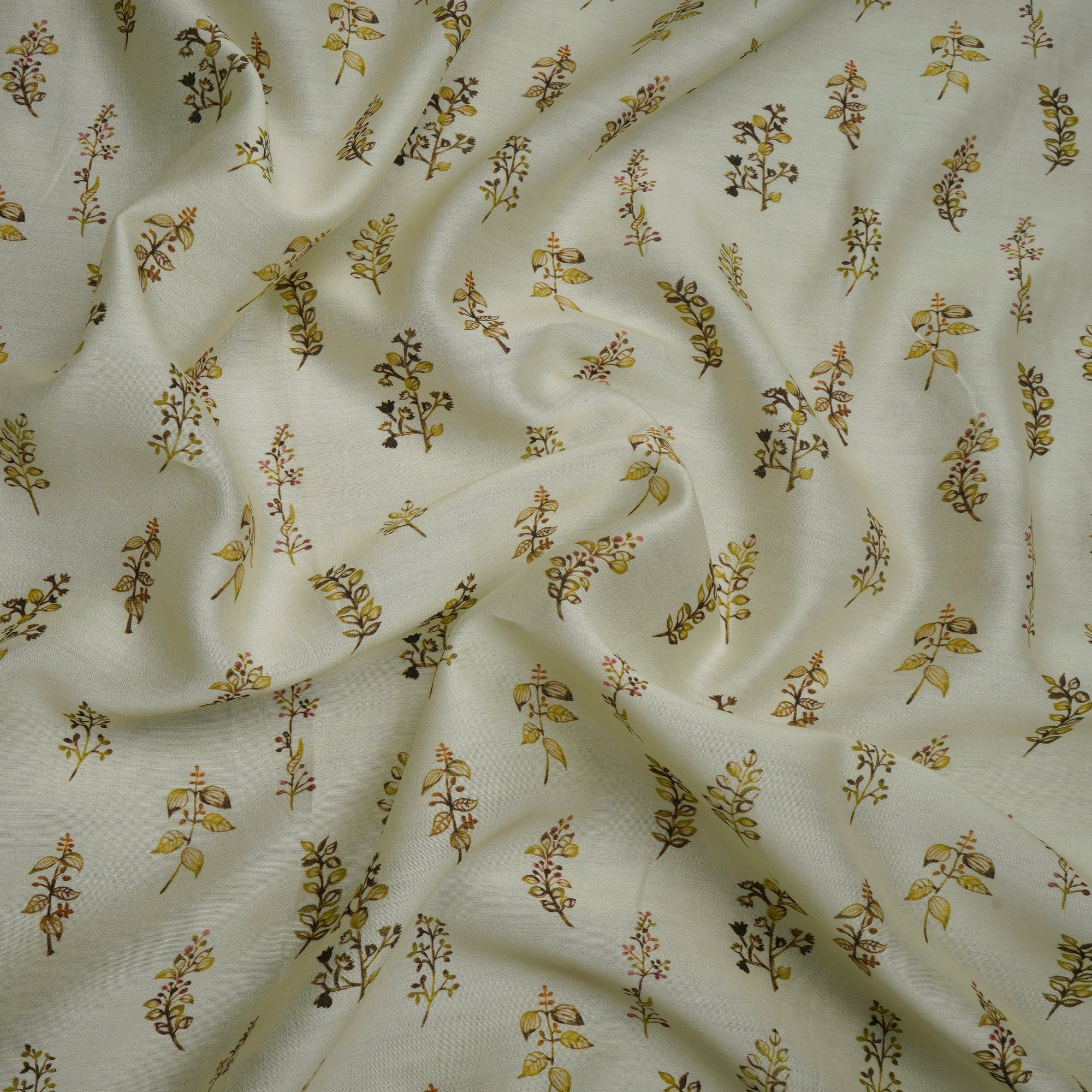 Pastel Green Floral Pattern Digital Print Chanderi Fabric