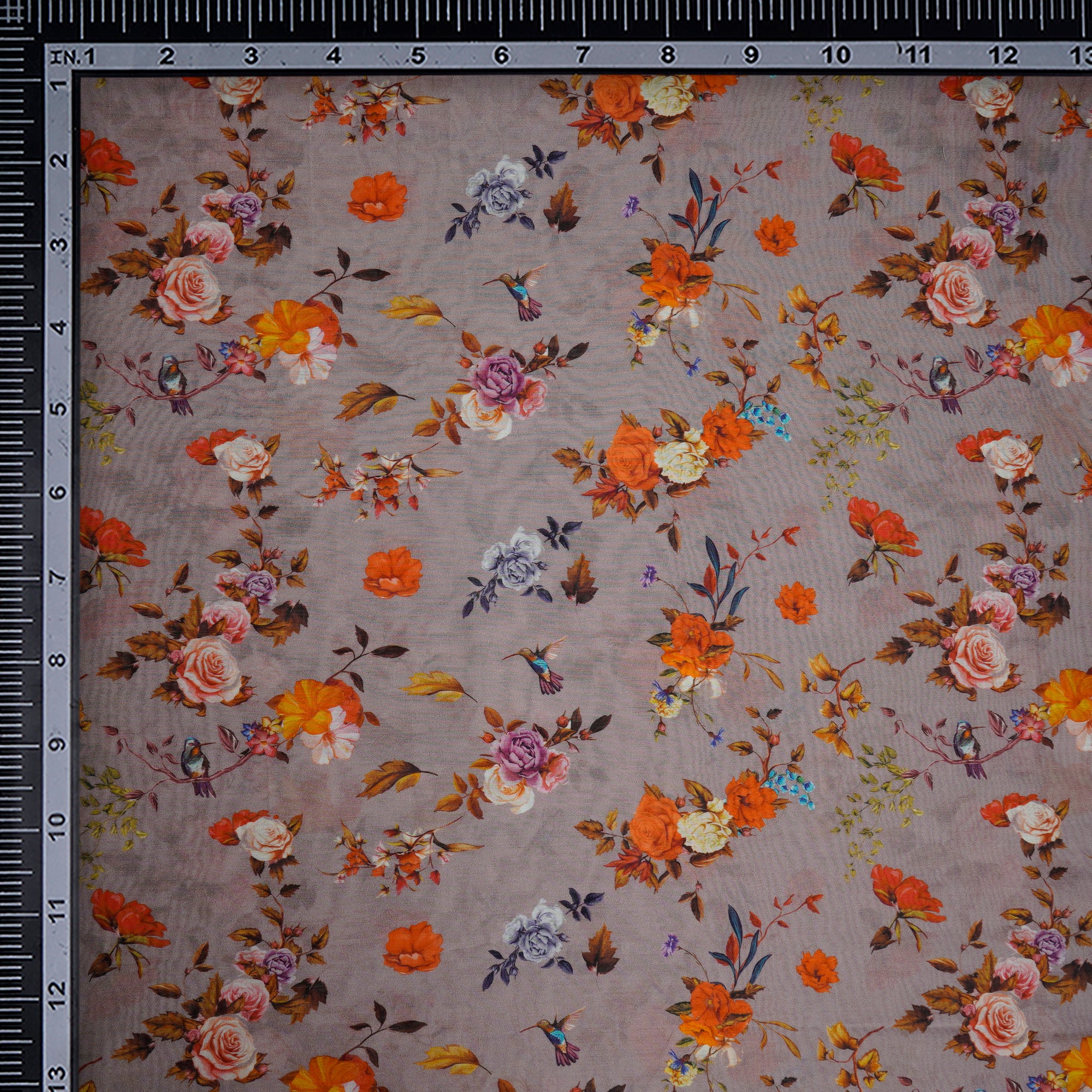 Violet Ice Floral Pattern Digital Print Chanderi Fabric
