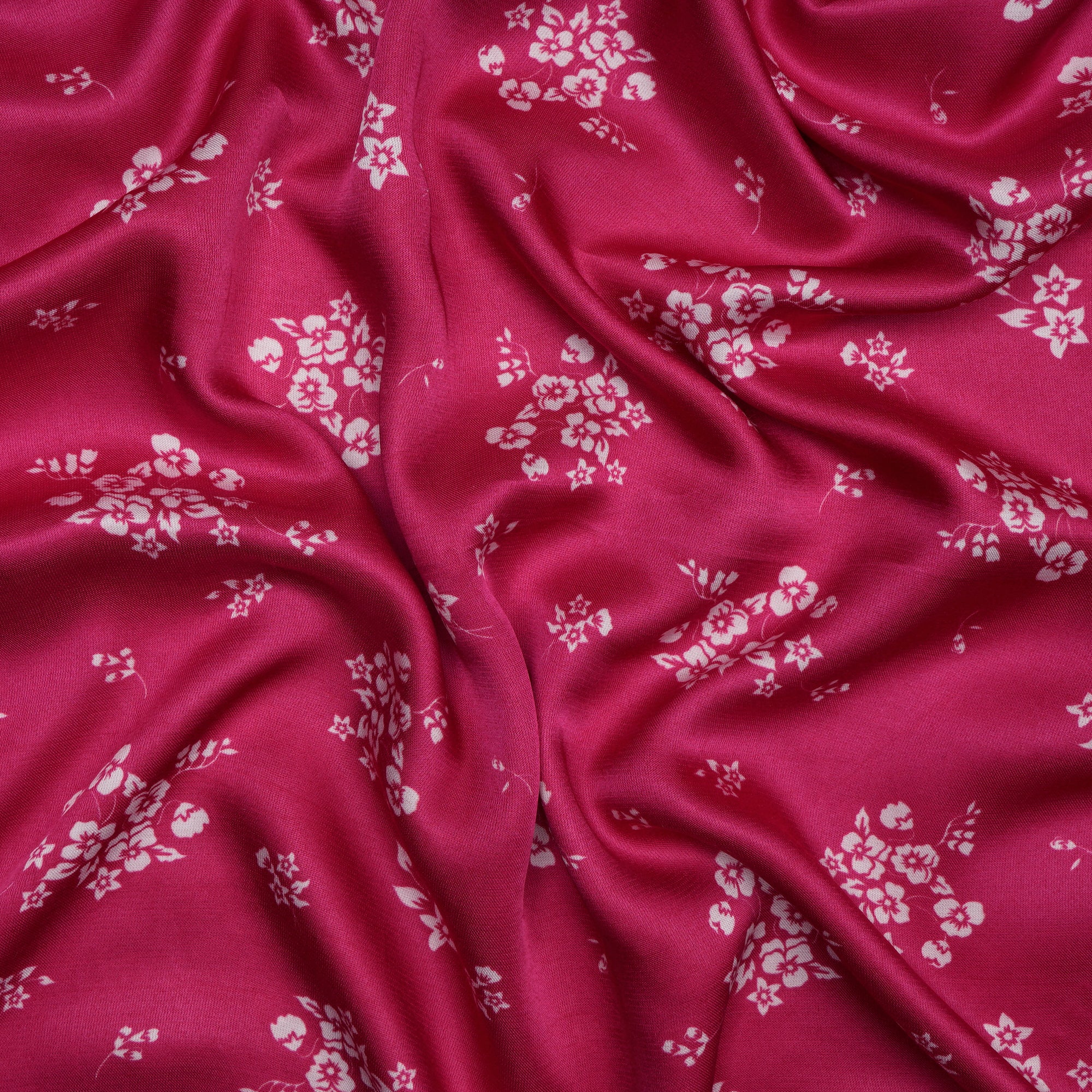 Rani Pink Floral Pattern Digital Printed Bemberg Modal Satin Fabric