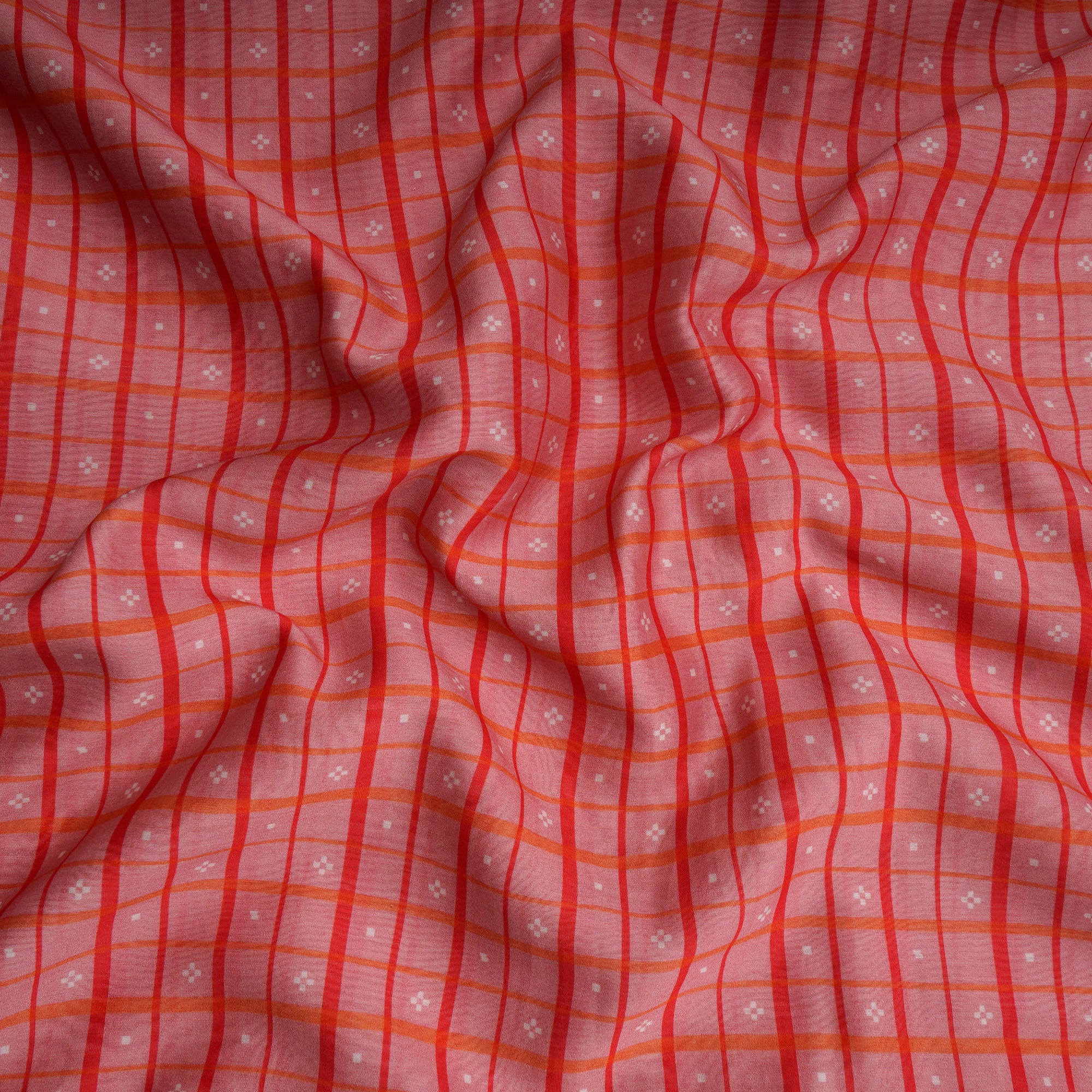 Peach Color Digital Printed Chanderi Fabric