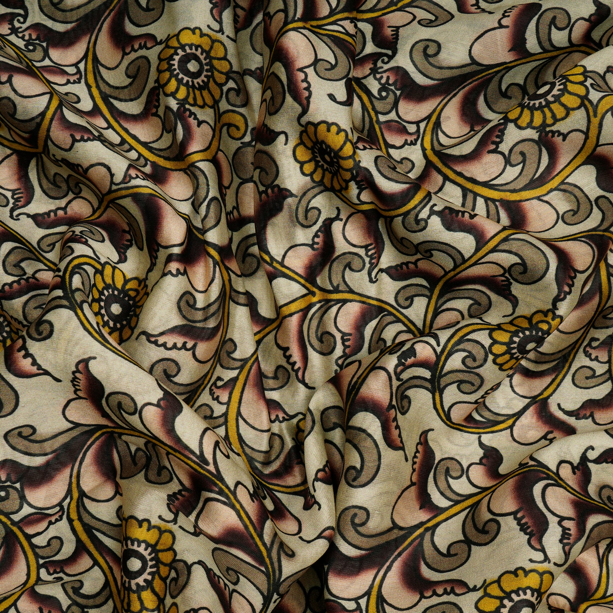 Multi Color Floral Pattern Digital Printed Chanderi Fabric