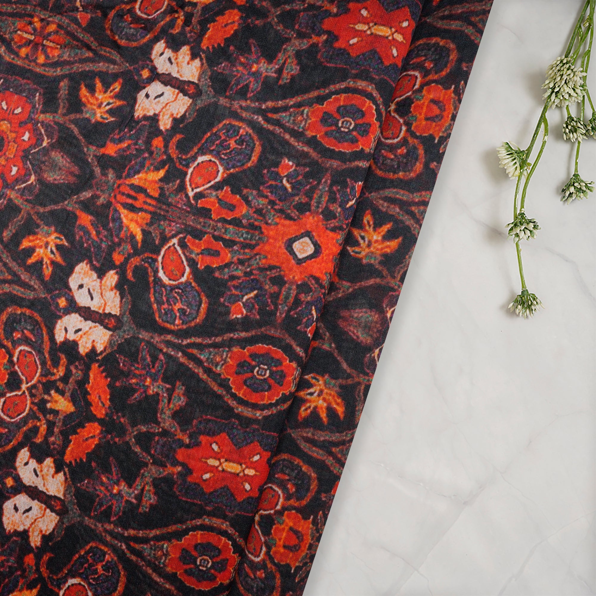 Multi Color All Over Pattern Digital Print Chanderi Fabric