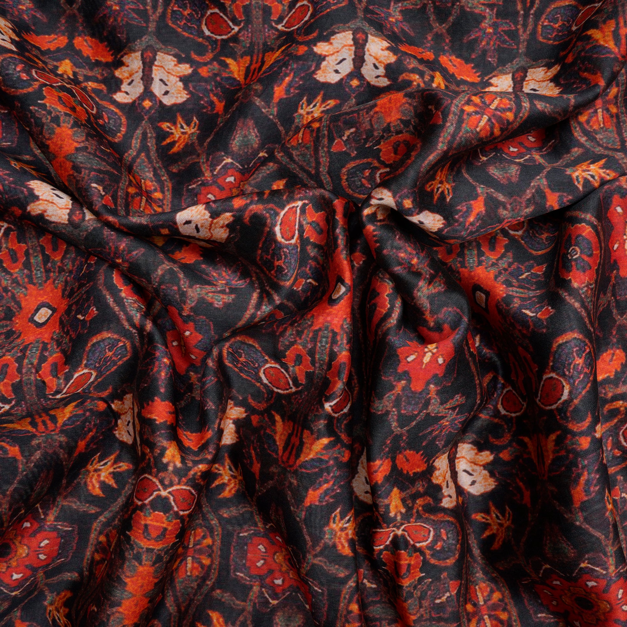 Multi Color All Over Pattern Digital Print Chanderi Fabric