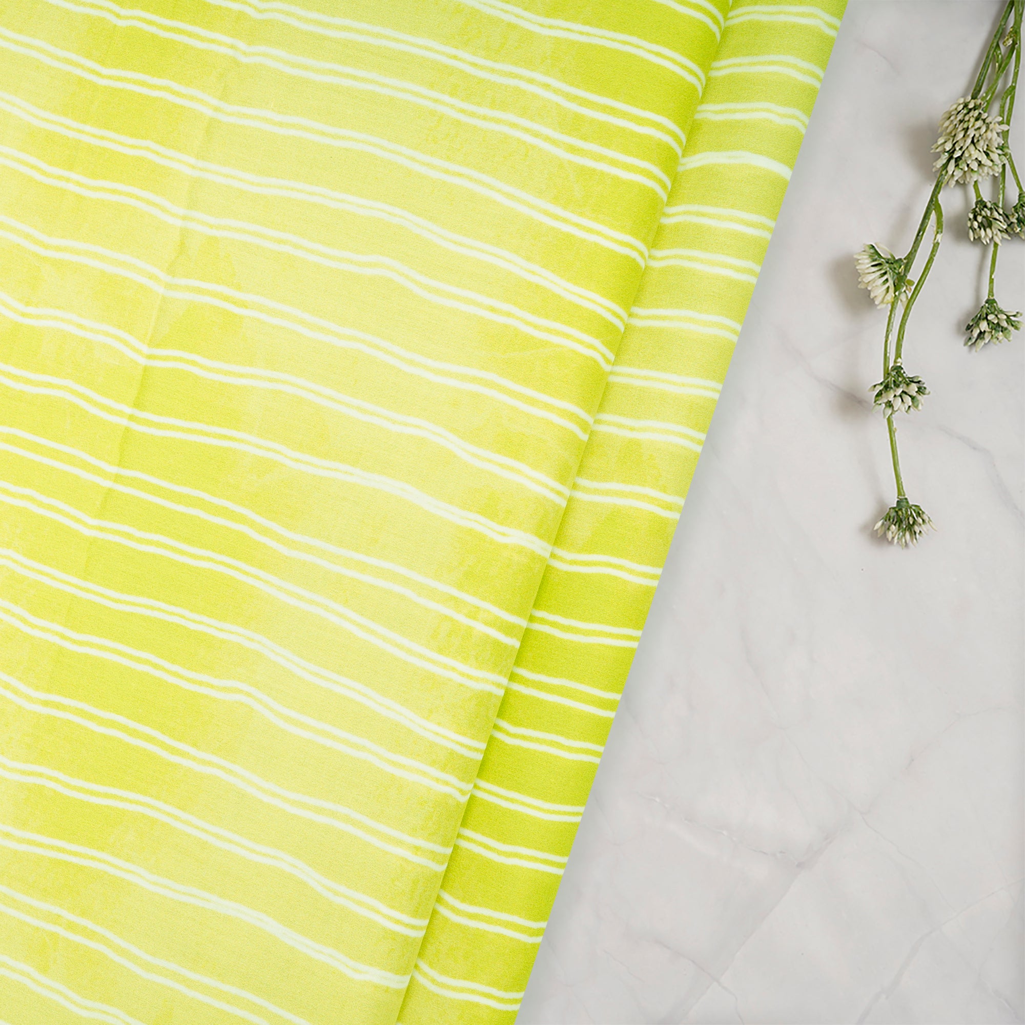 Parrot Green Stripe Pattern Digital Print Premium Cotton Lawn Fabric