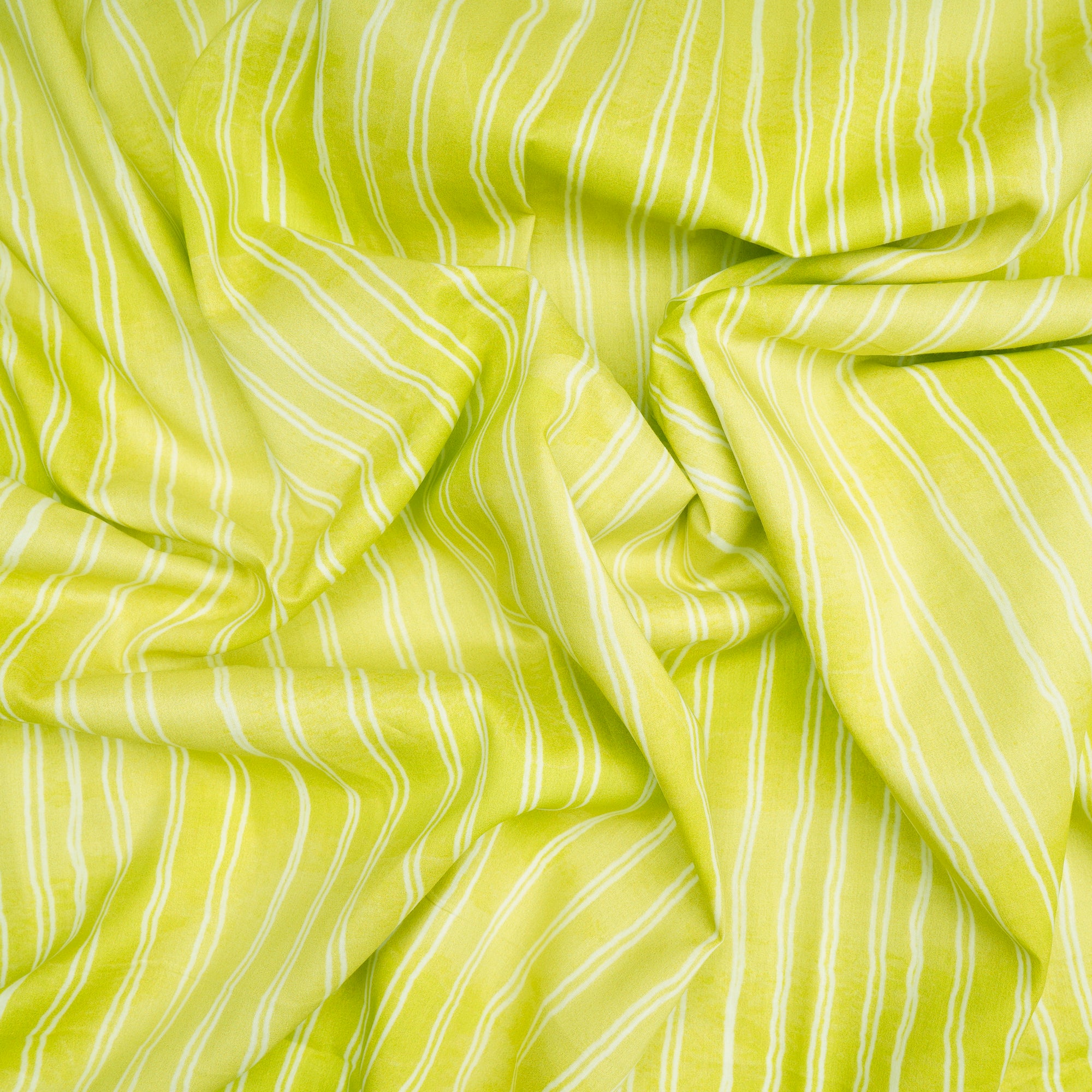 Parrot Green Stripe Pattern Digital Print Premium Cotton Lawn Fabric