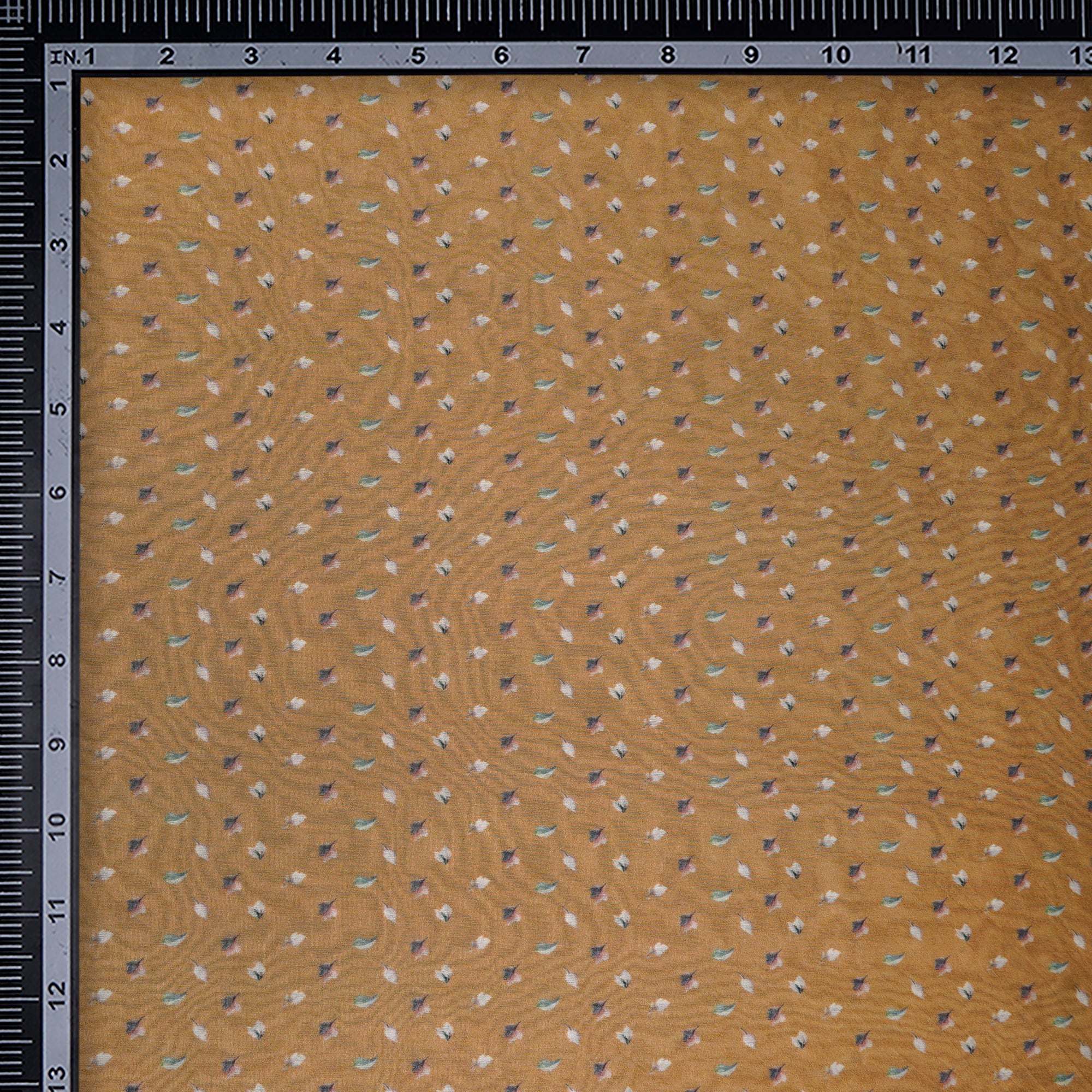 Taffy Leaf Pattern Digital Print Chanderi Fabric