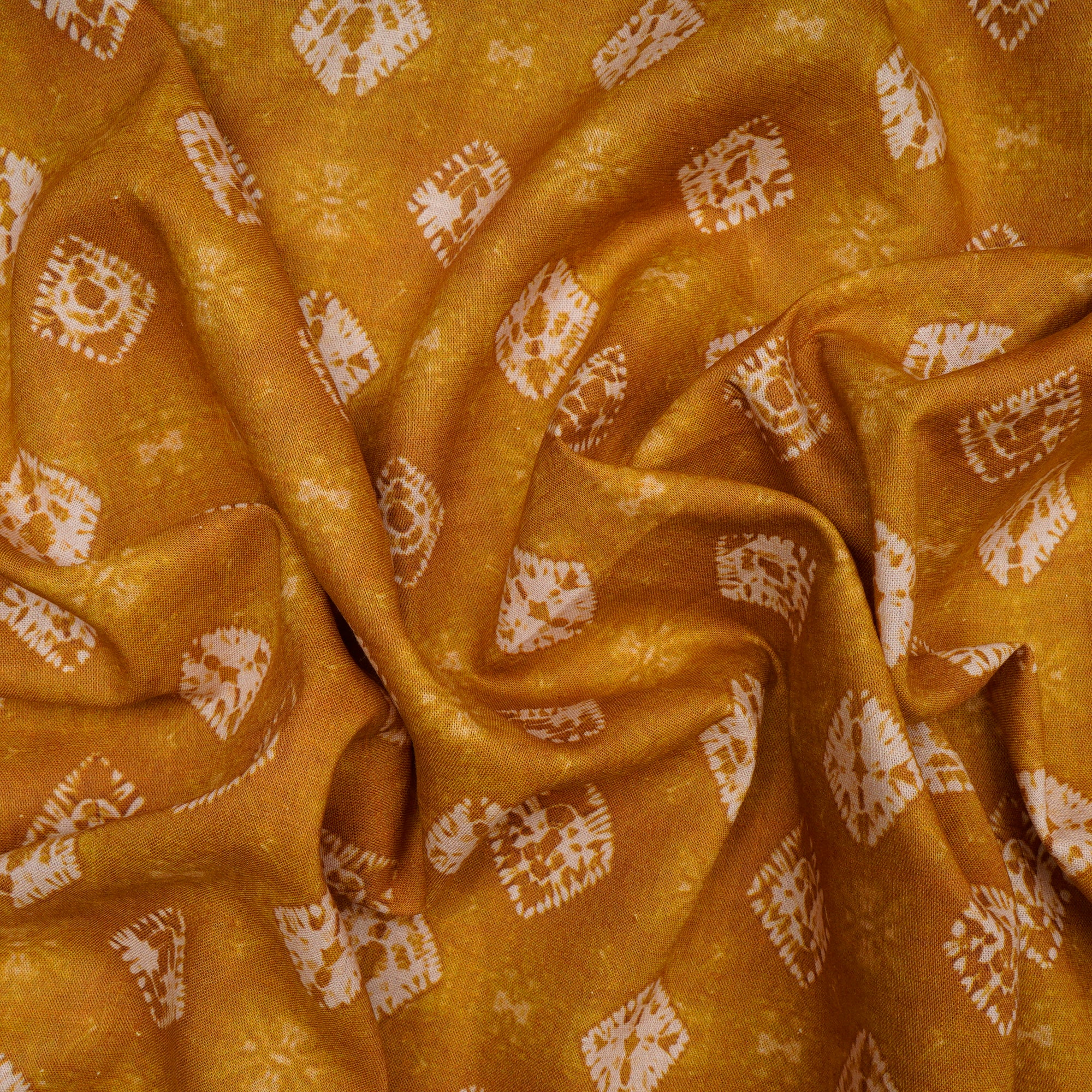 Honey Mustard Shibori Pattern Digital Print Fancy Linen Fabric