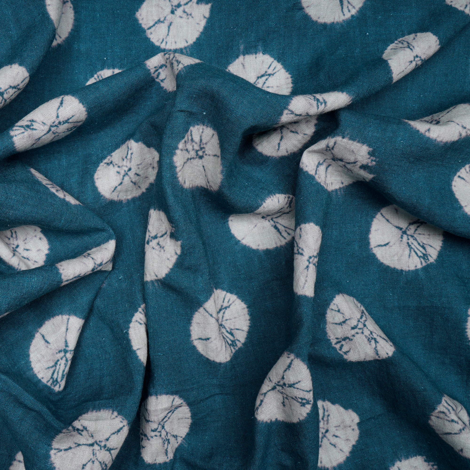 Rama Green Bandhani Pattern Digital Print Fancy Linen Fabric