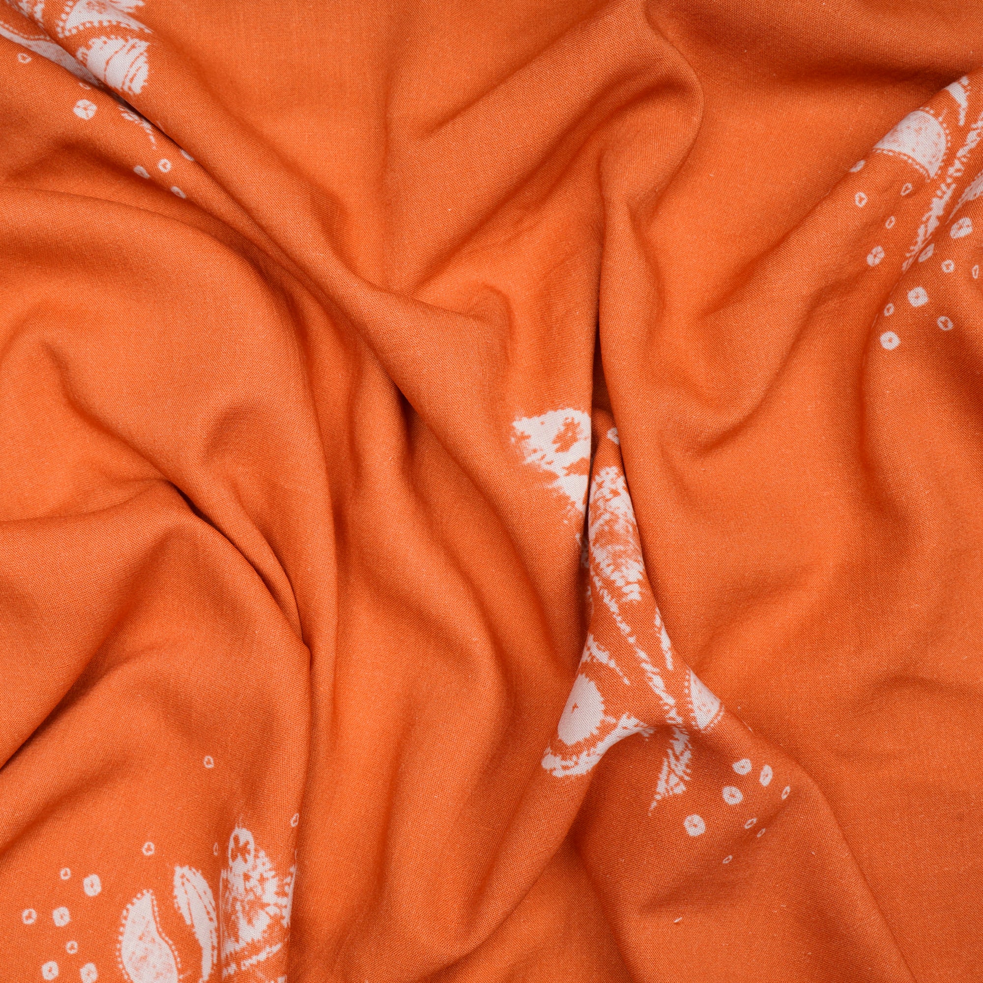 Orange Shibori Pattern Digital Print Fancy Linen Fabric
