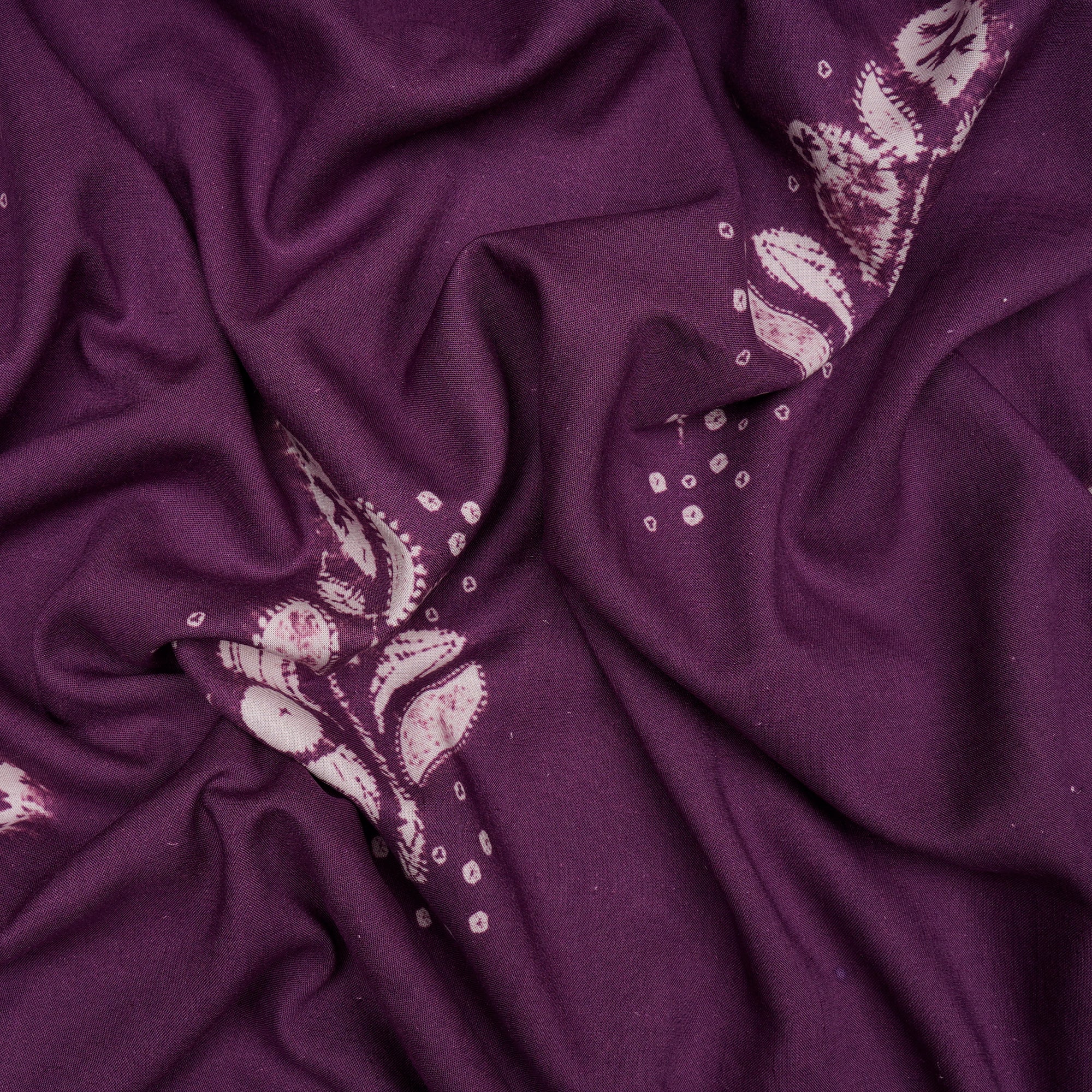 Dark Purple Shibori Pattern Digital Print Fancy Linen Fabric