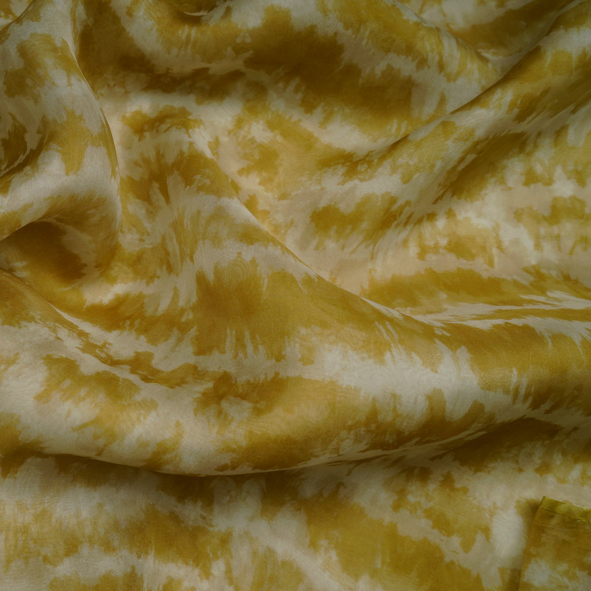Yellow All Over Pattern Digital Print Organza Silk Fabric