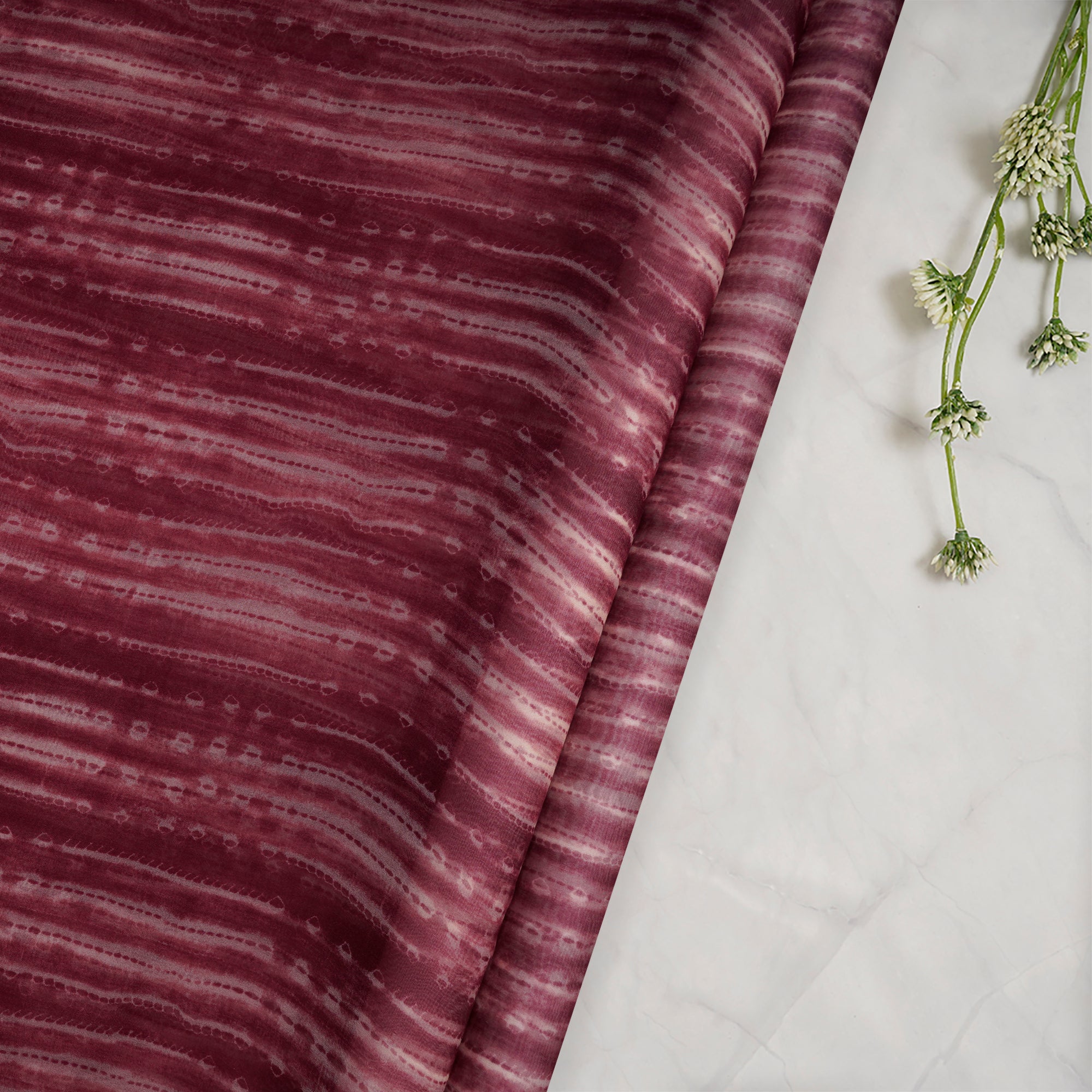 Magenta Stripe Pattern Digital Print Organza Silk Fabric