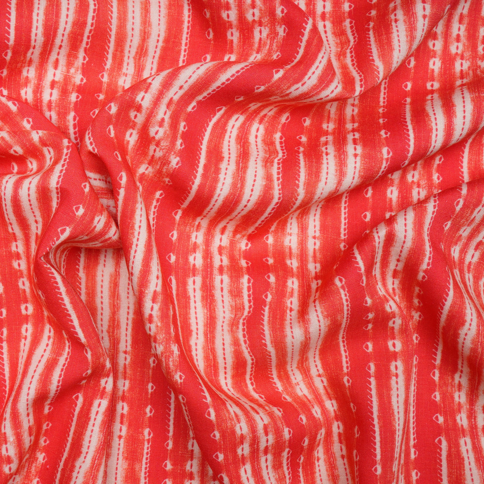 Sugar Coral Shibori Pattern Digital Print Fancy Linen Fabric