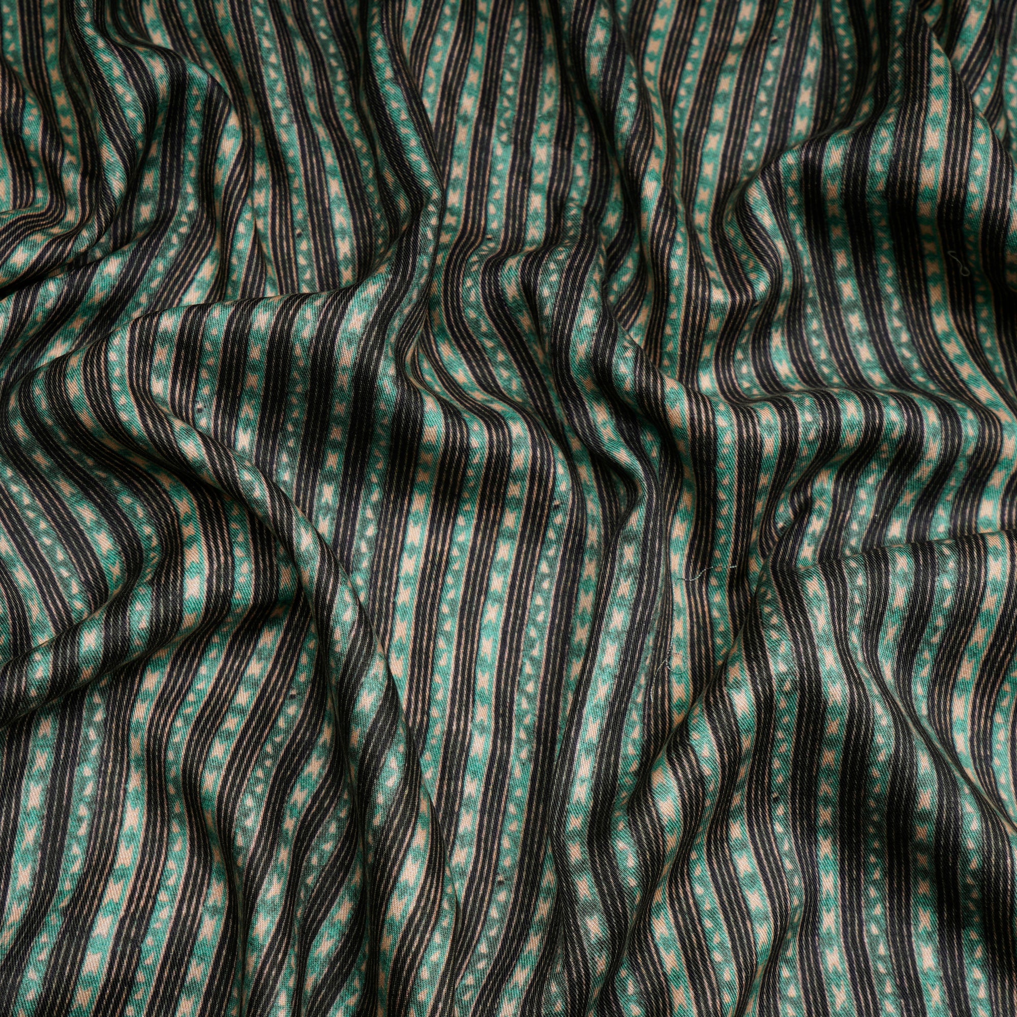 Green-Black Stripe Pattern Digital Print Tencel Modal Twill Fabric