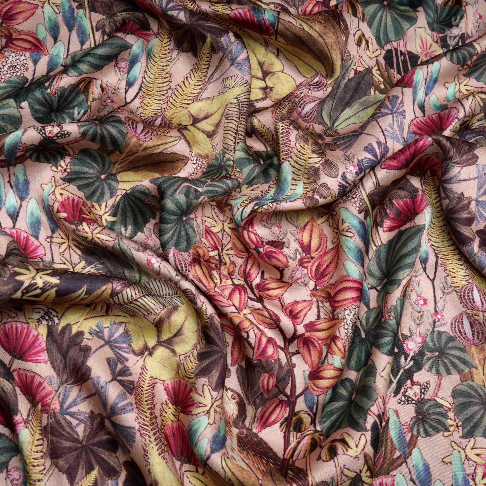 Multi Color Floral Pattern Digital Print Modal Satin Fabric