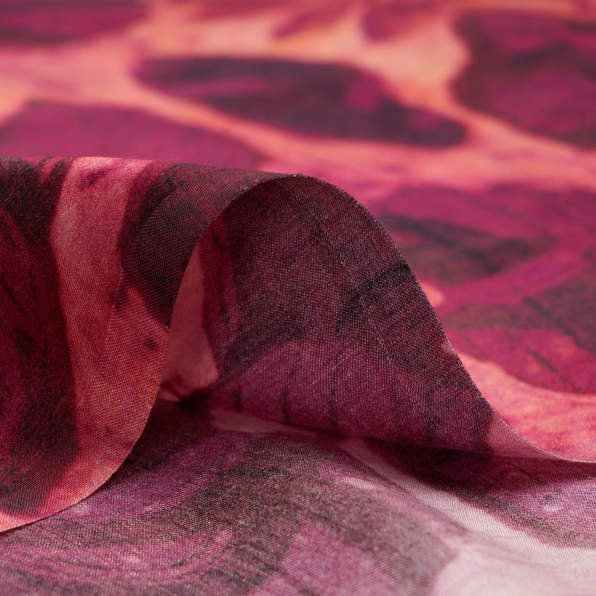Wine Leaf Pattern Digital Print Modal Satin Fabric